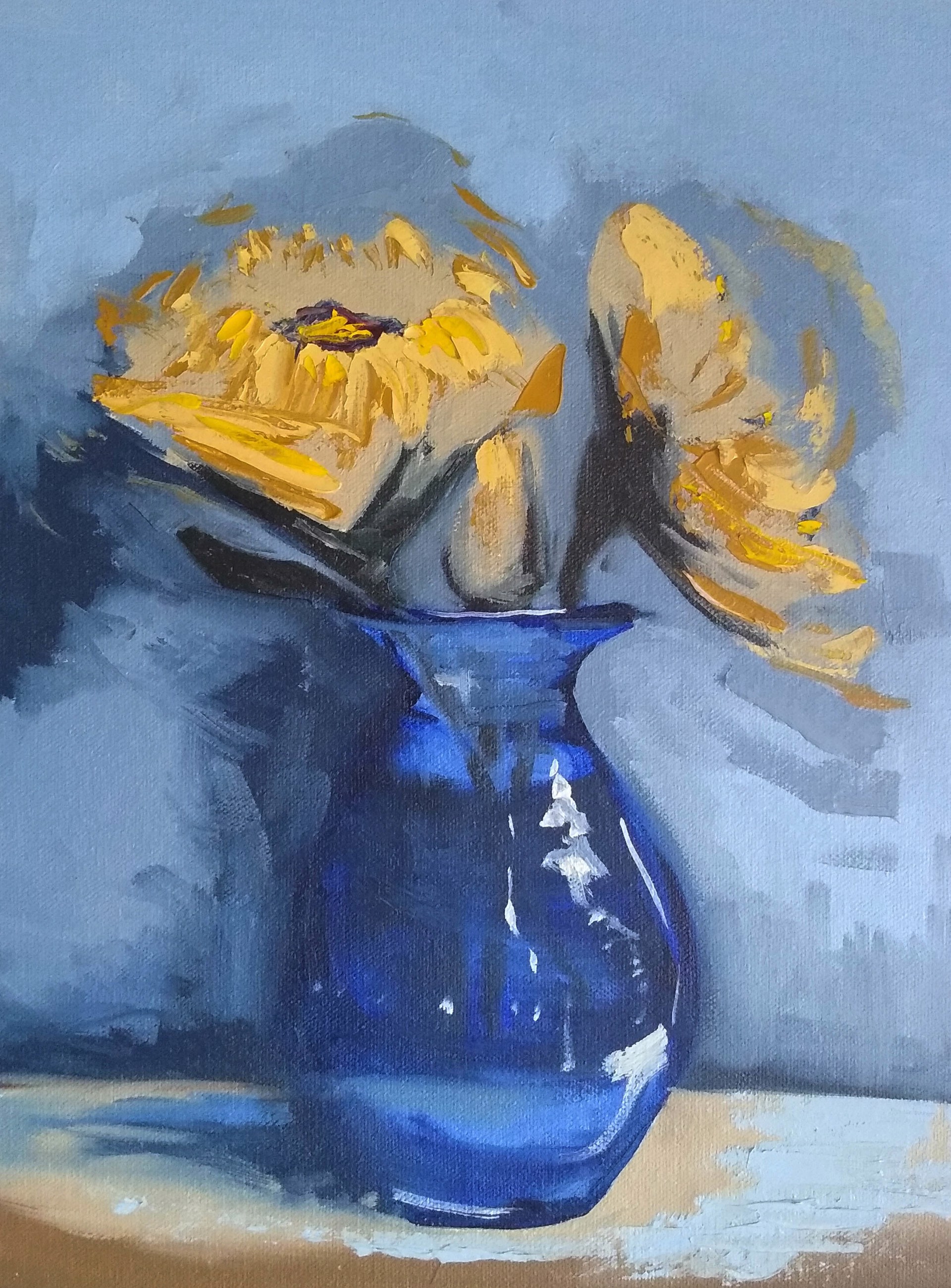 Blue Vase with Flowers by Flynn Geissel