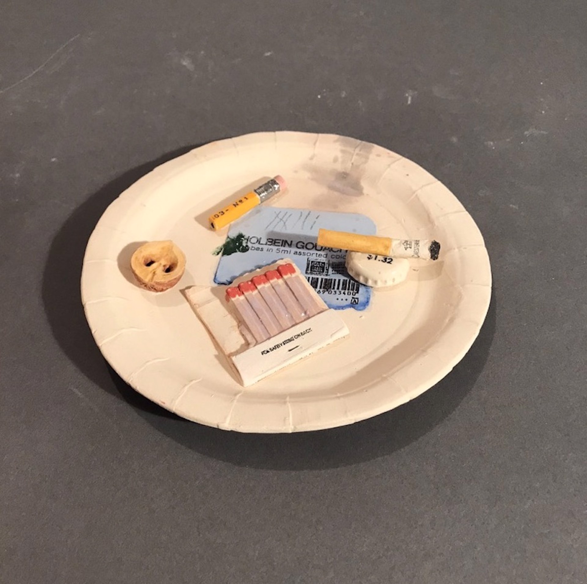 Paper Plate with Matches and Cigarette by Richard Shaw
