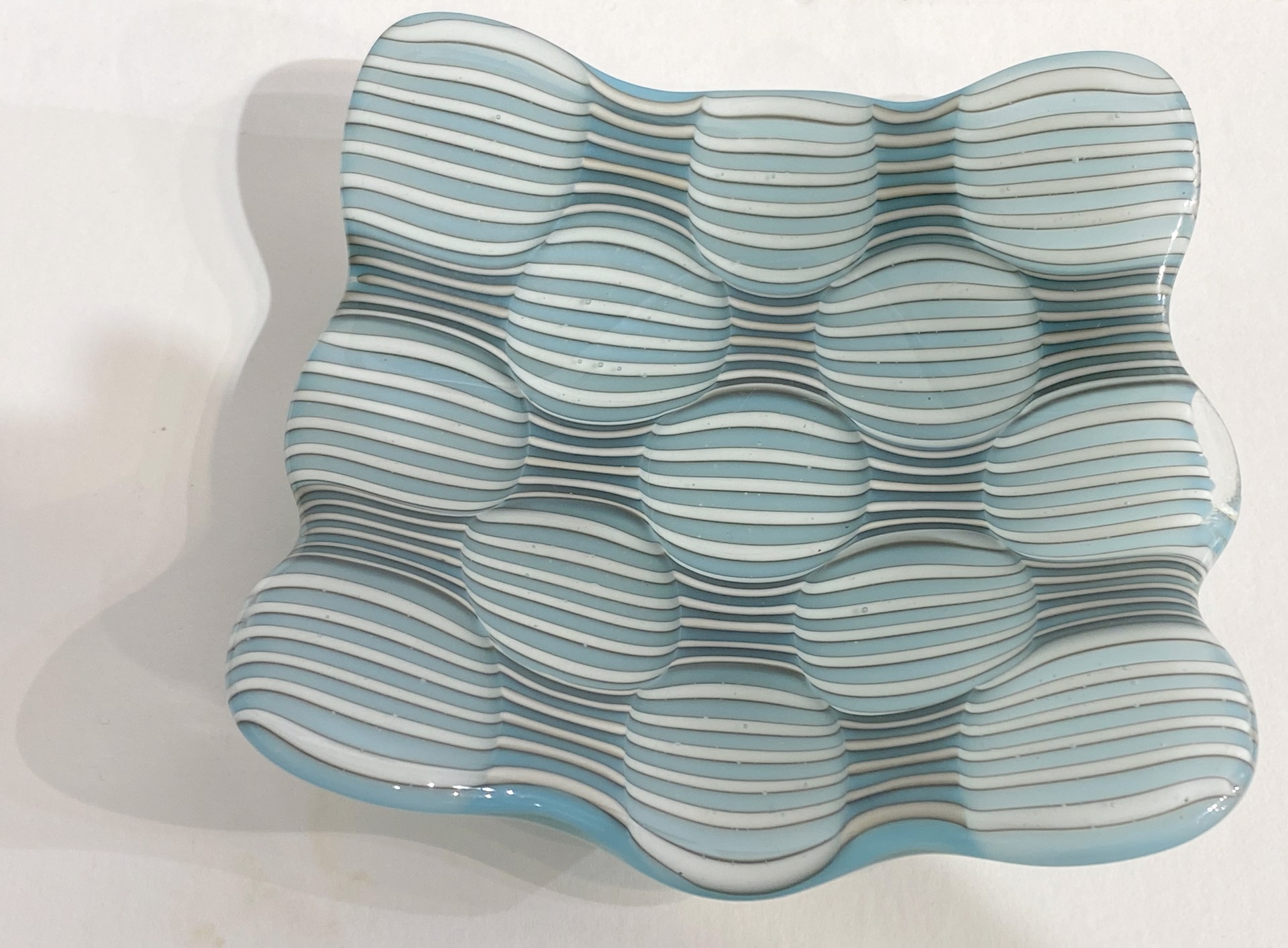 Square Plate Aqua Circles with Stripes by Julie Johnson
