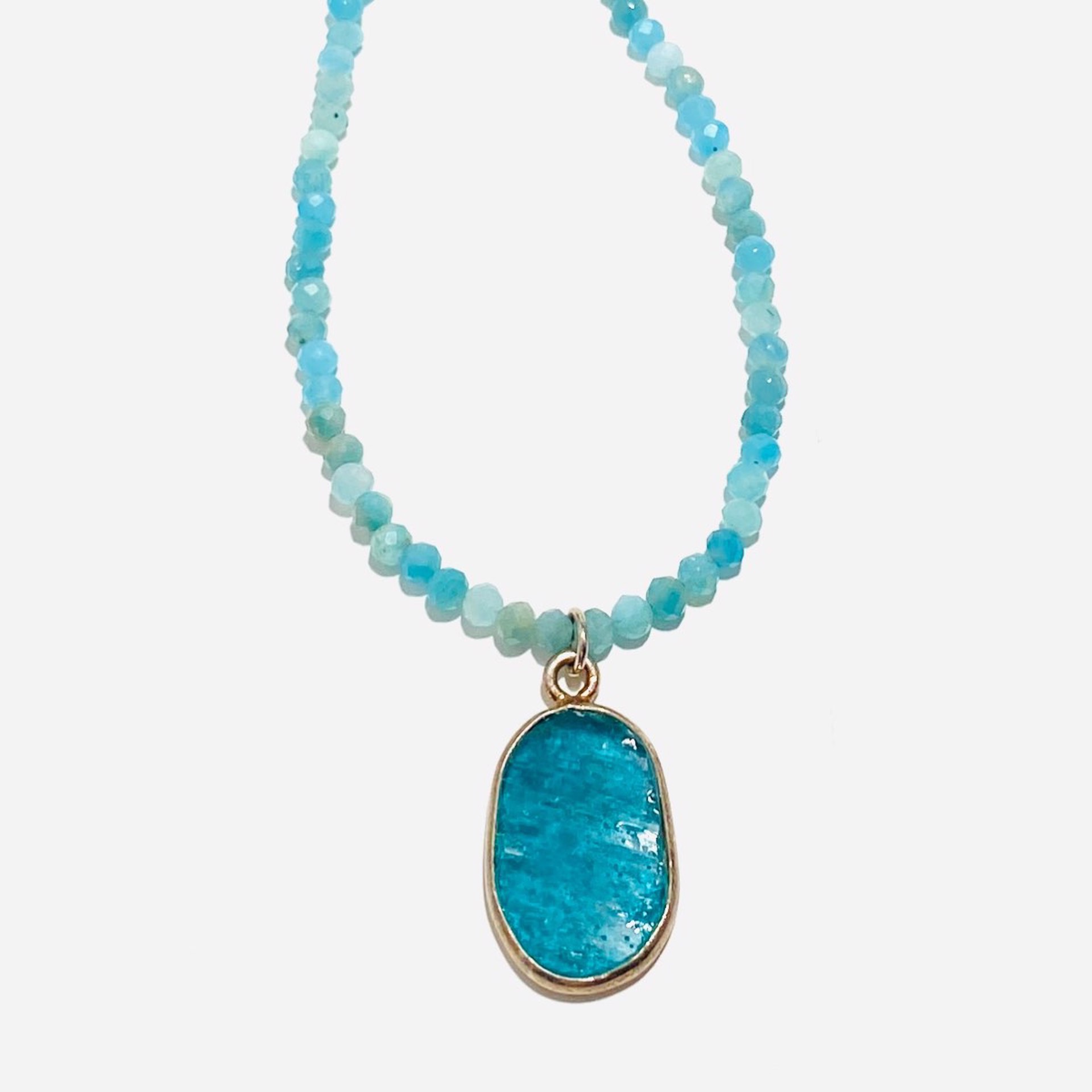 Faceted  Amazonite  Roman Glass Pendant Necklace by Nance Trueworthy