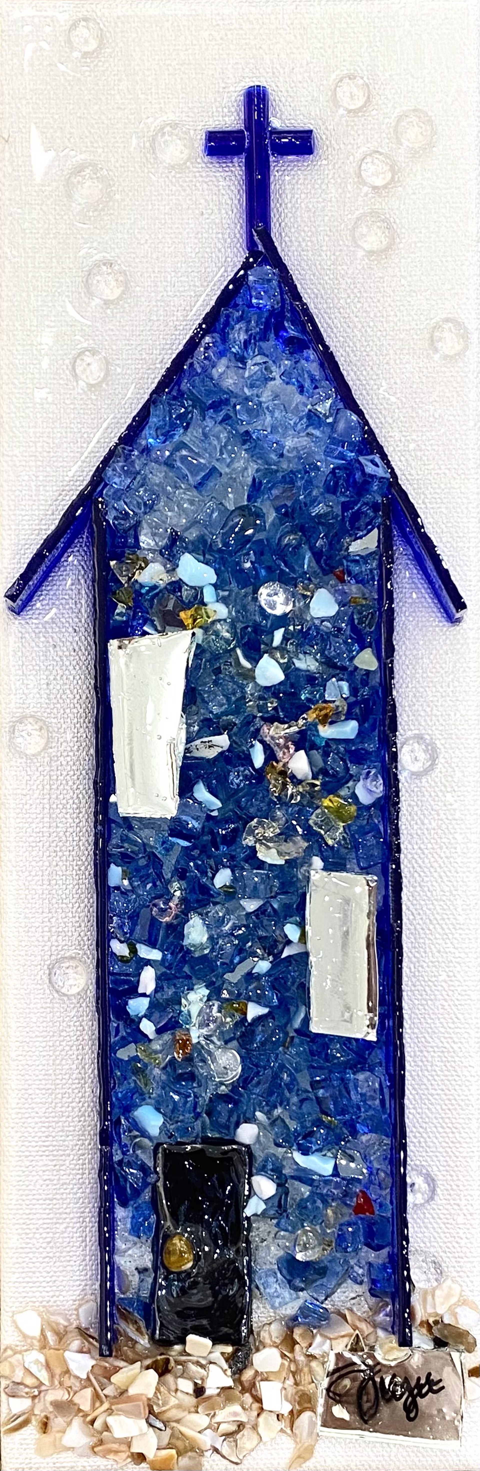 Cobalt Blue Church by Good Juju Glass Art