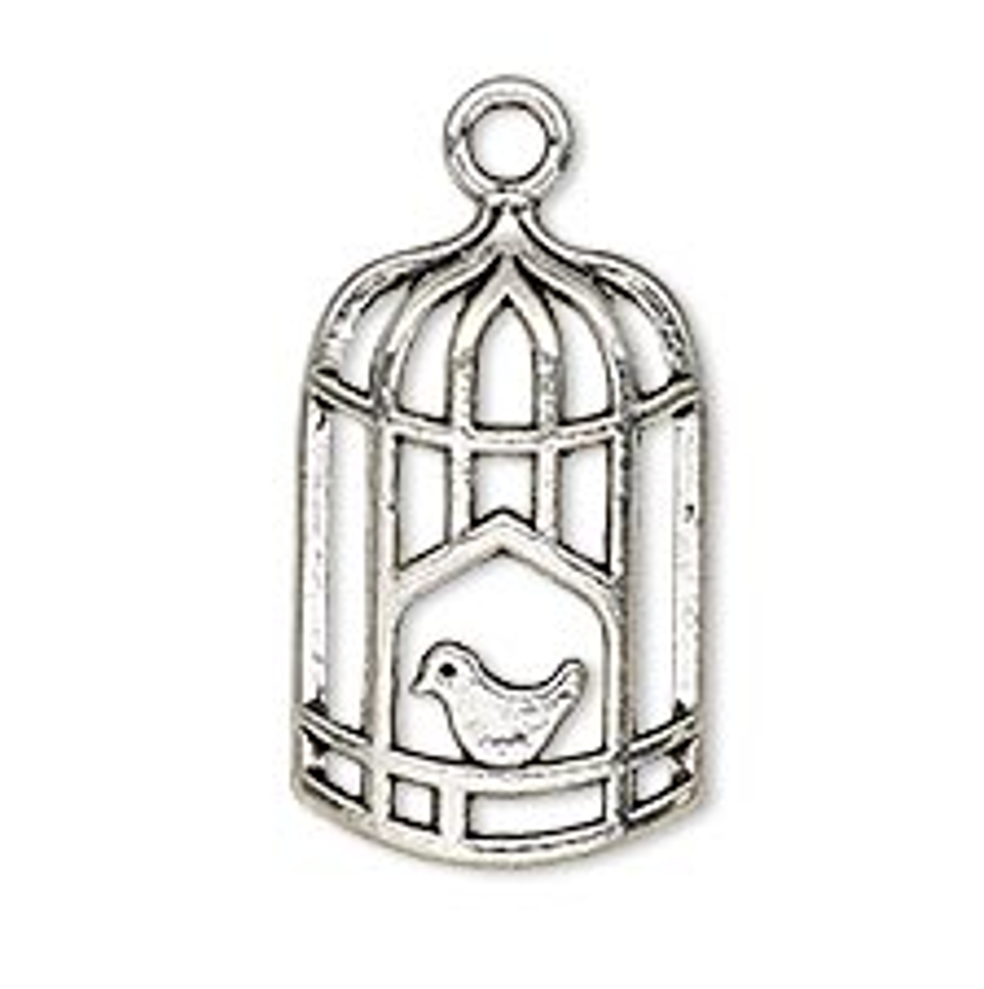 Necklace - Silver Tone Bird in Cage by Indigo Desert Ranch - Jewelry