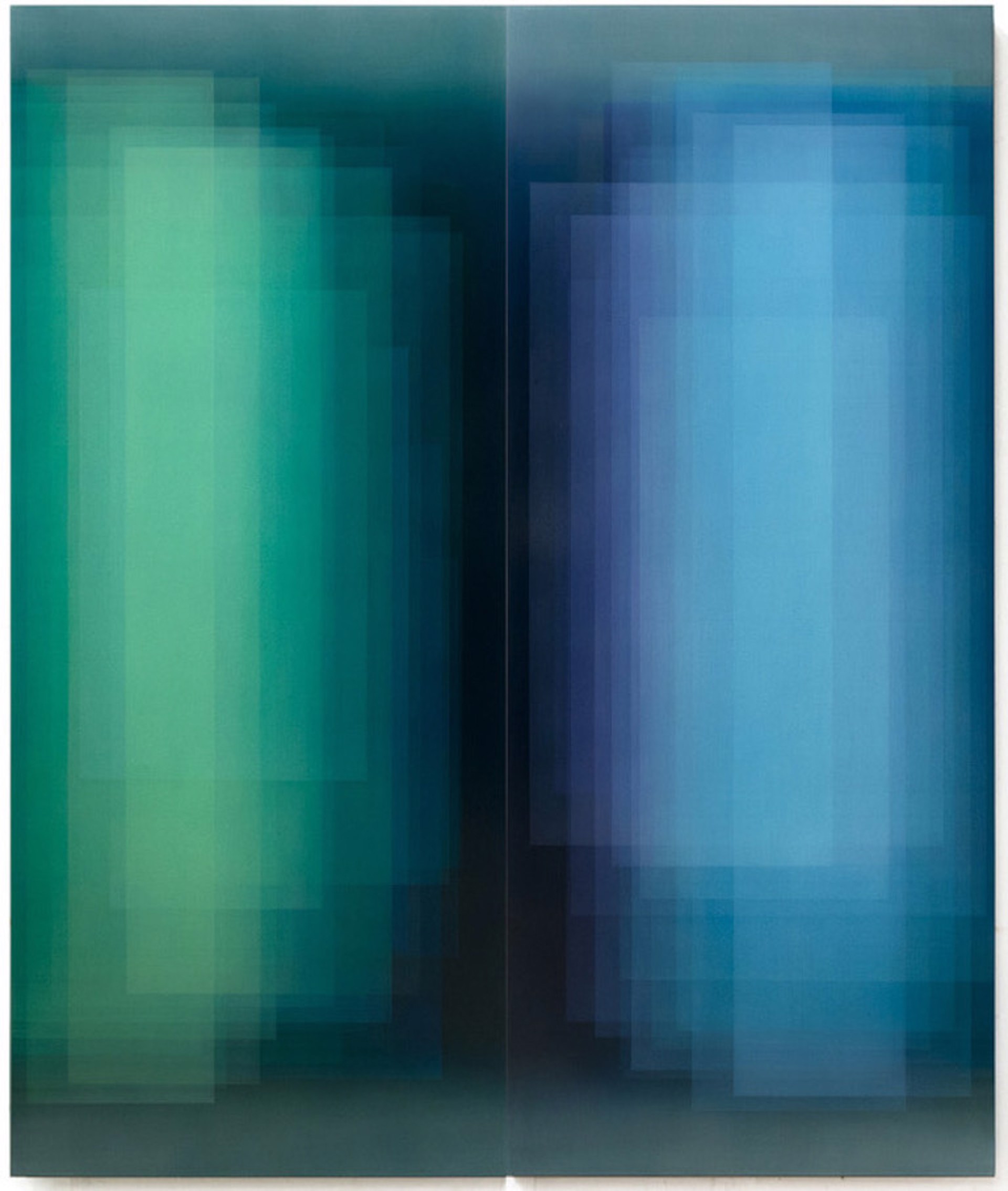 Duality (Green & Blue Diptych) by Bernadette Jiyong Frank