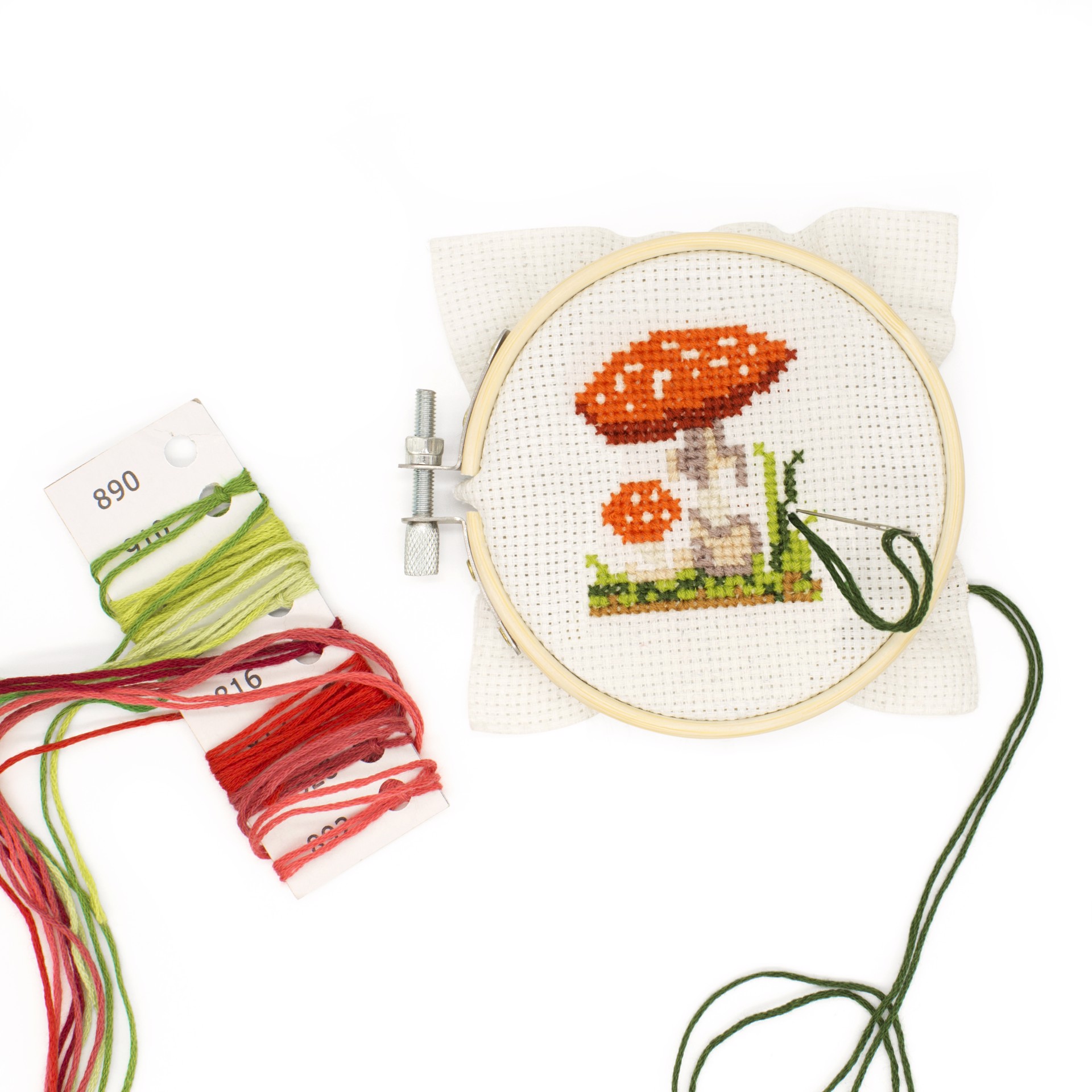 Mini Cross Stitch Kit - Mushroom by Chauvet Arts