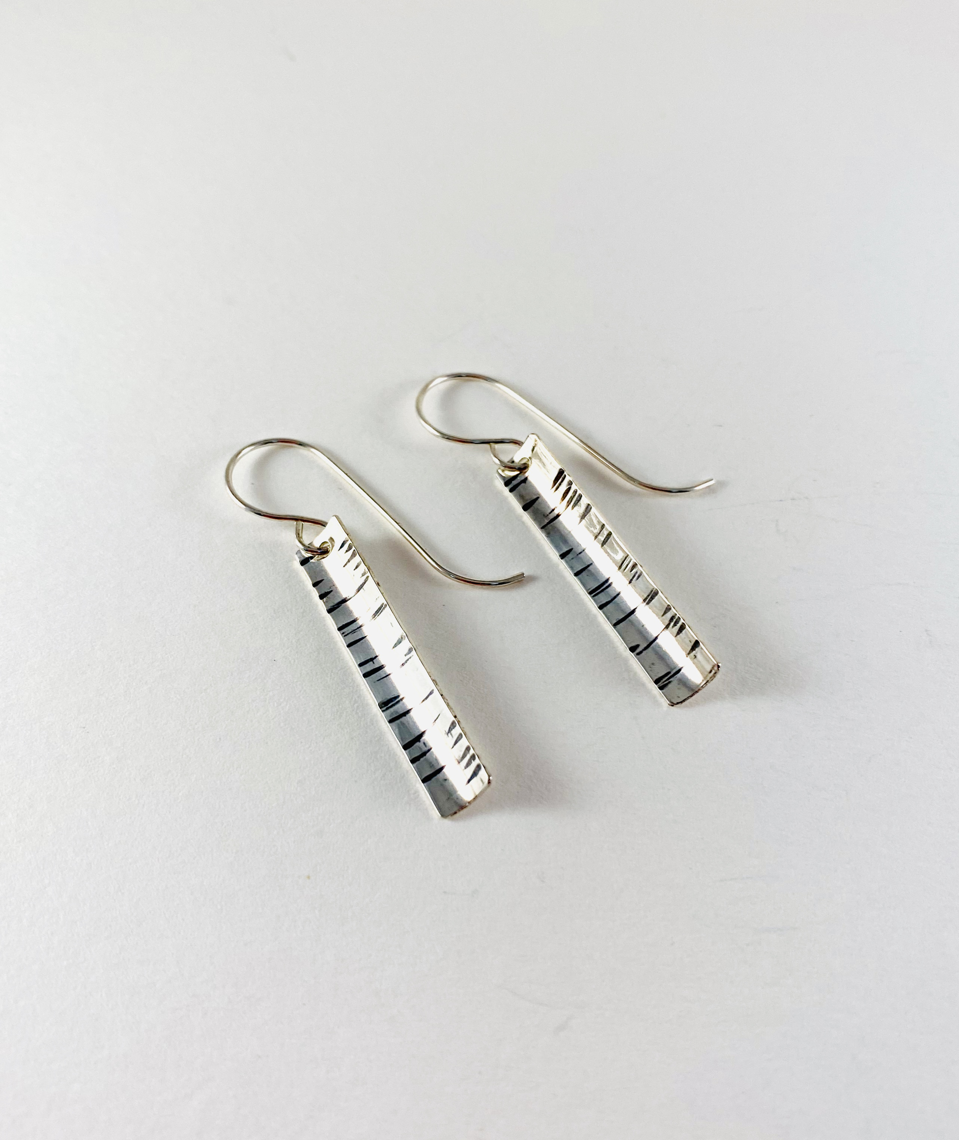 Silver Birch Earrings, curved;#13 by Shelby Lee - jewelry