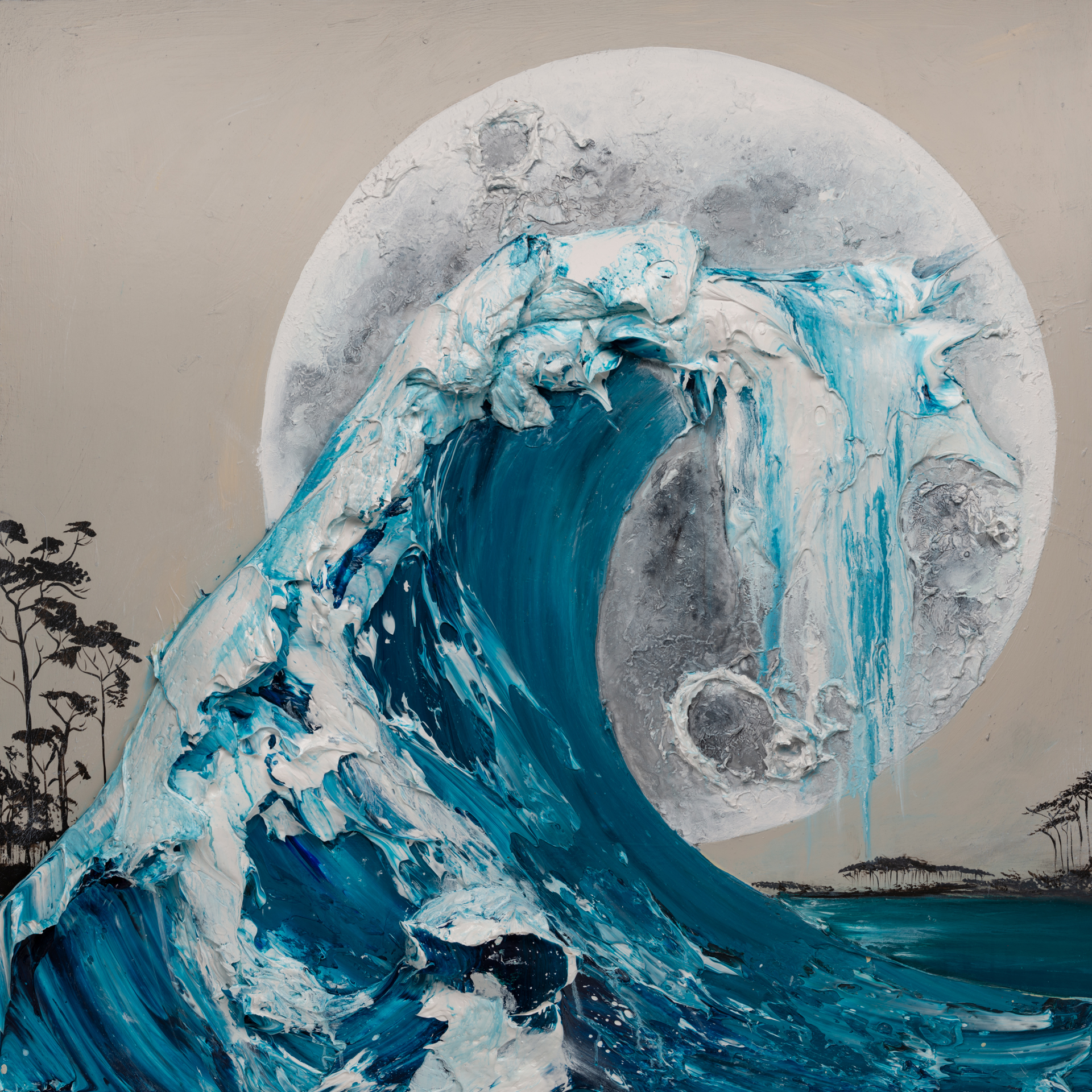 (SOLD) WAVE MOON 2 MS-48X48-2019-312 by JUSTIN GAFFREY