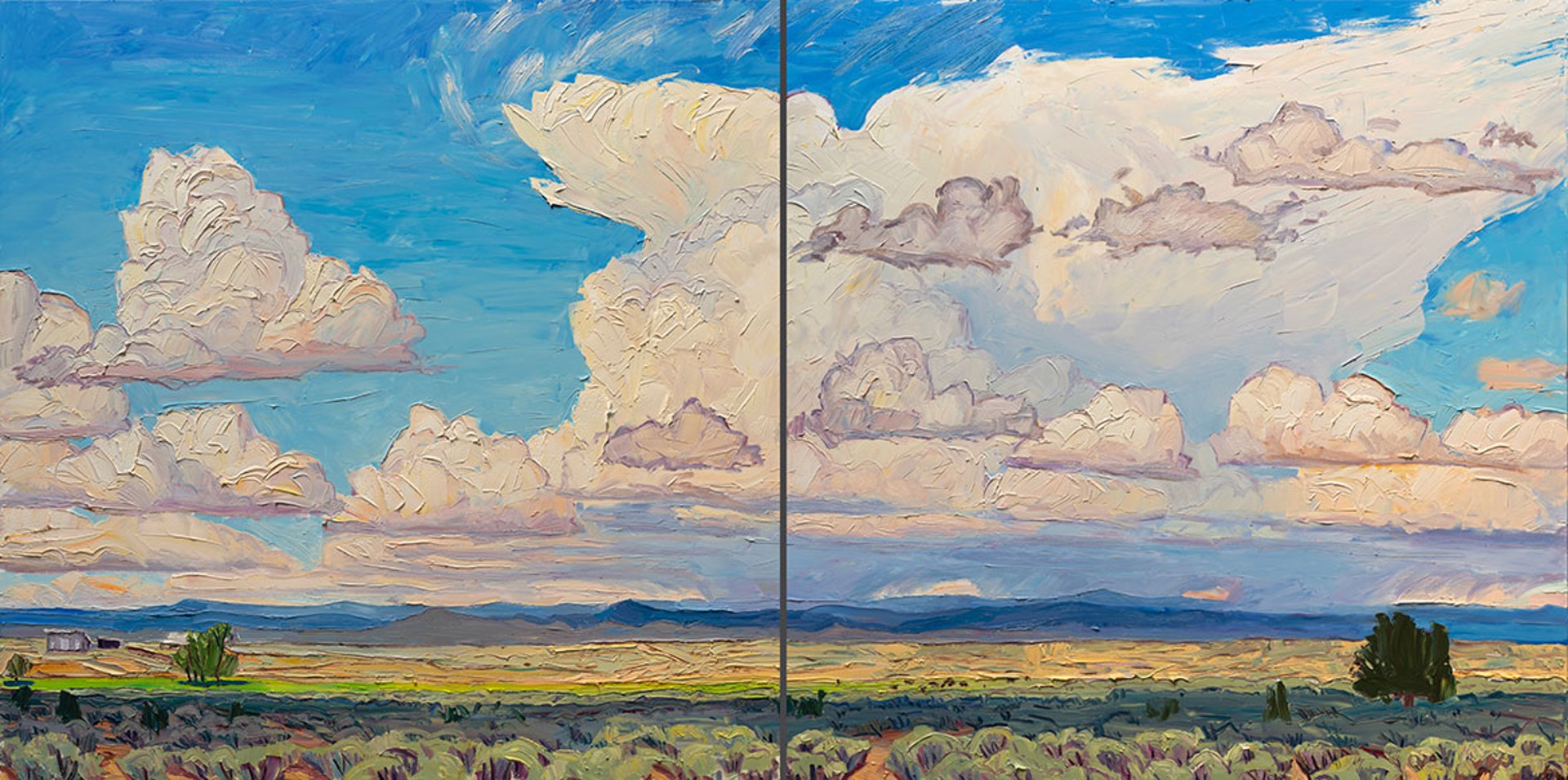 West from 150 at Noon (diptych) by Jivan Lee