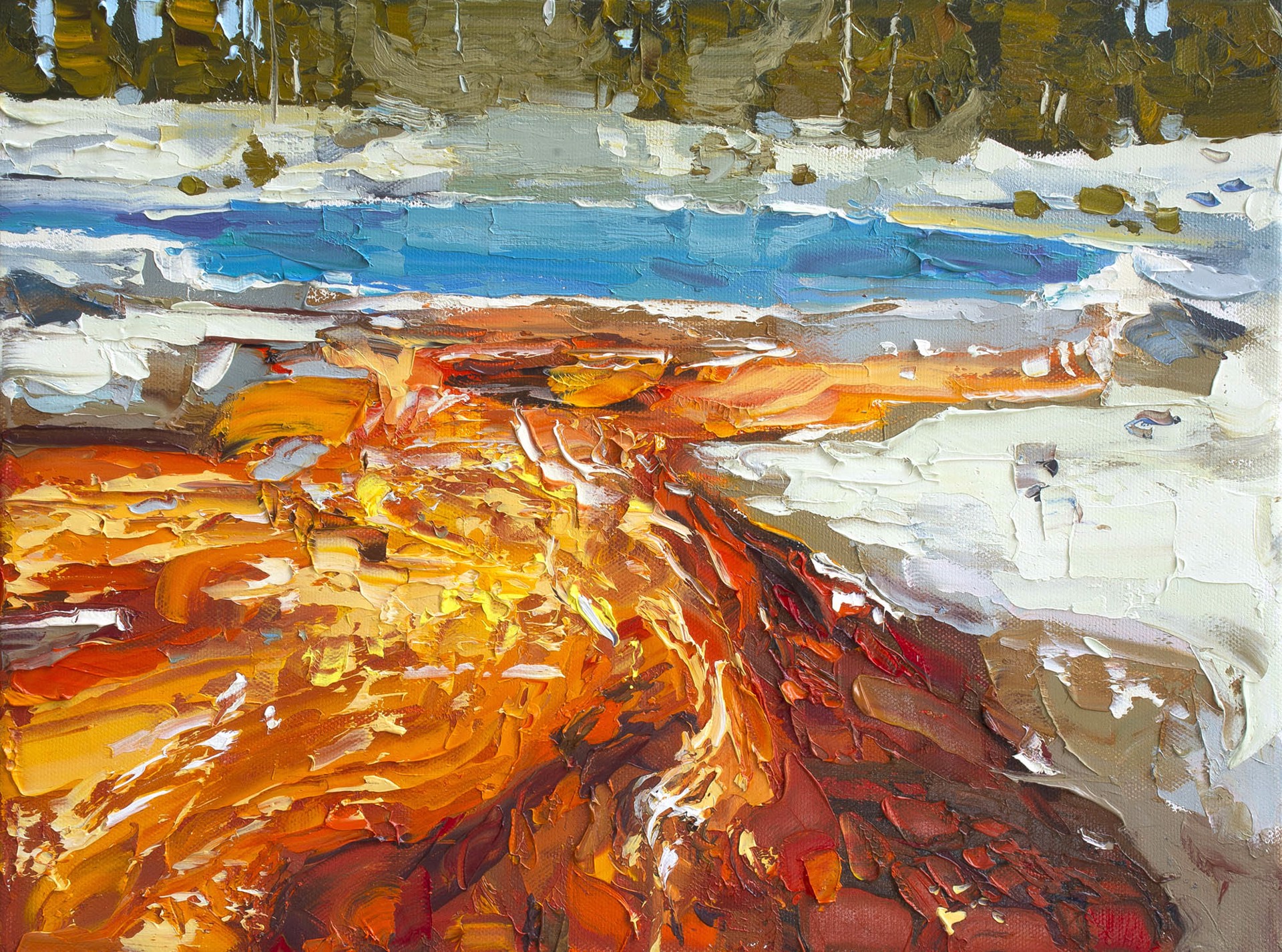 A Contemporary Palette Knife Painting Of A Hot Spring In Yellowstone By Silas Thompson At Gallery Wild