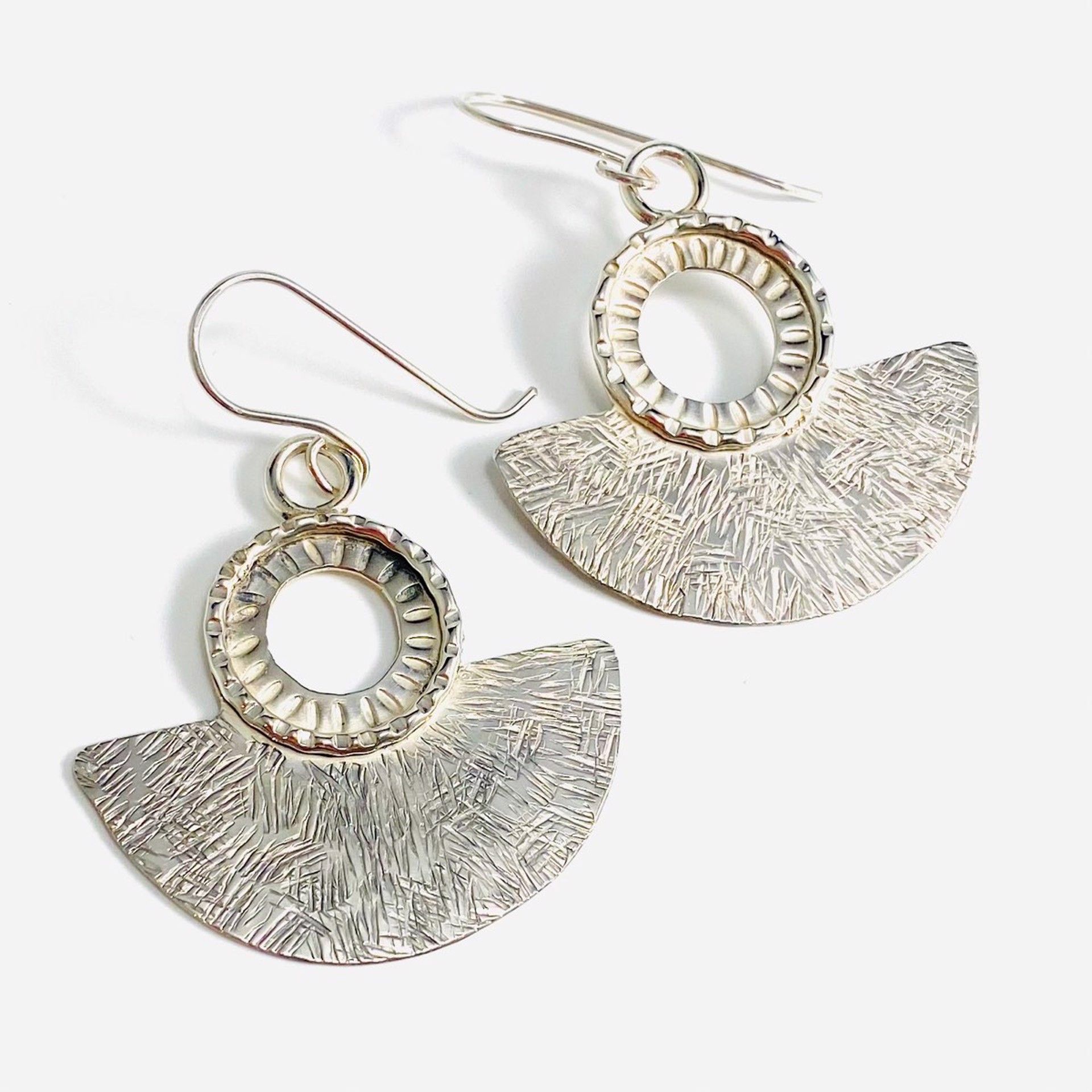 Hand Stamped Texture Sterling Earrings by Anne Bivens