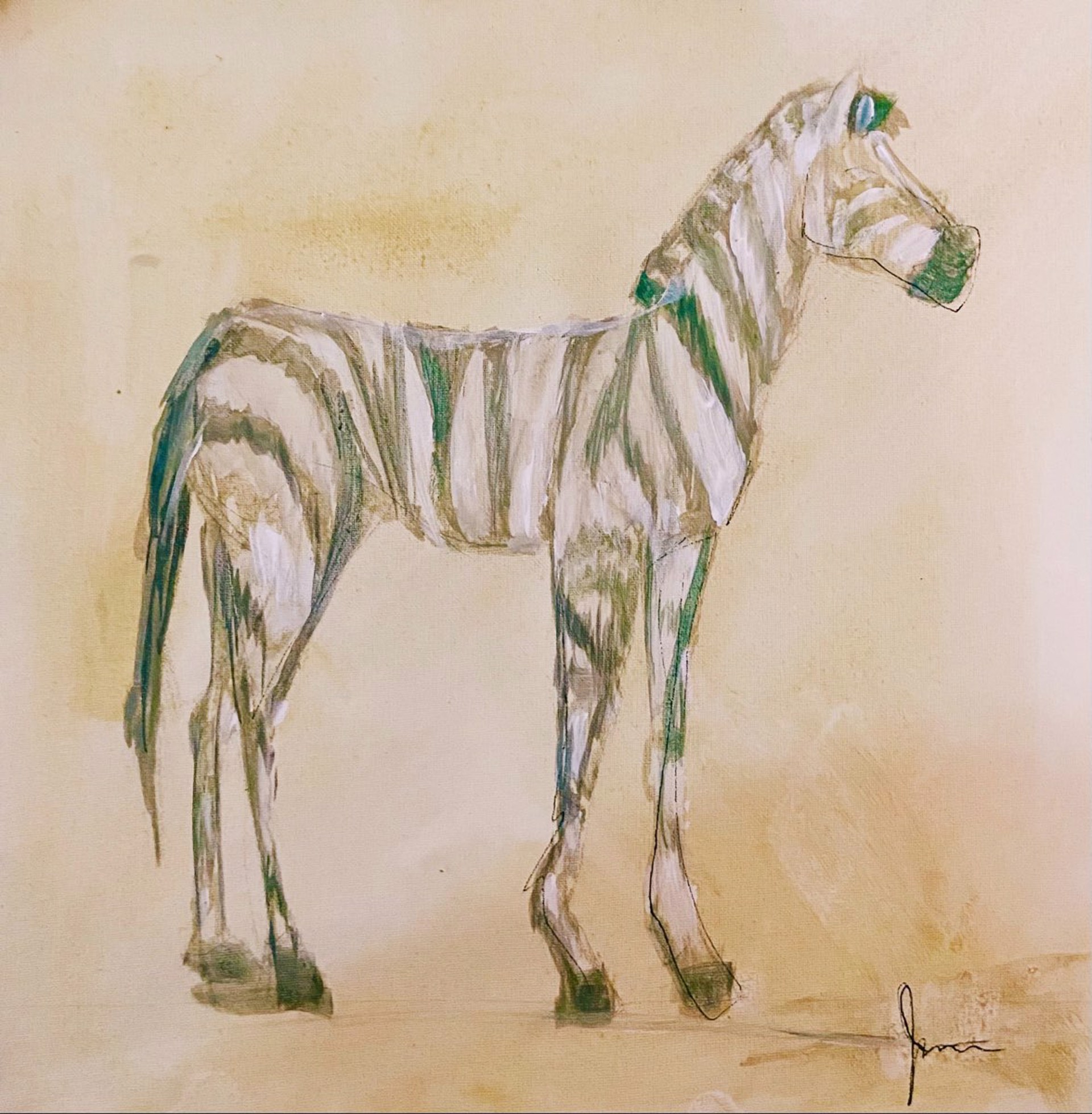 Zebra in Chartreuse by Jane Schulz