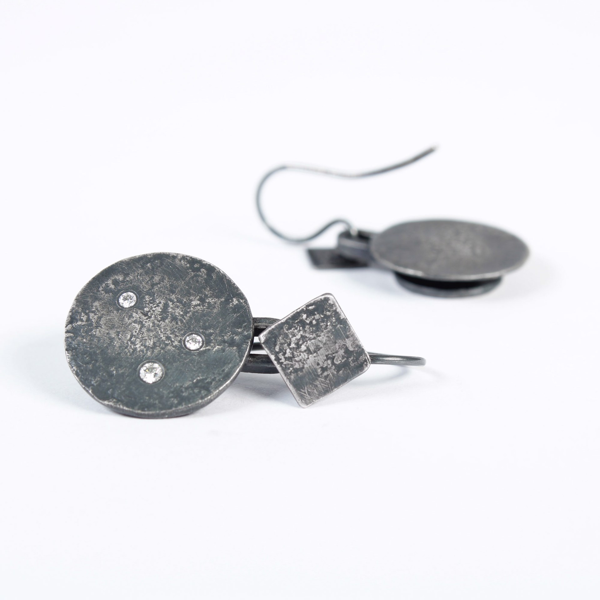 Round Black & Diamond Dangles by Biba Schutz