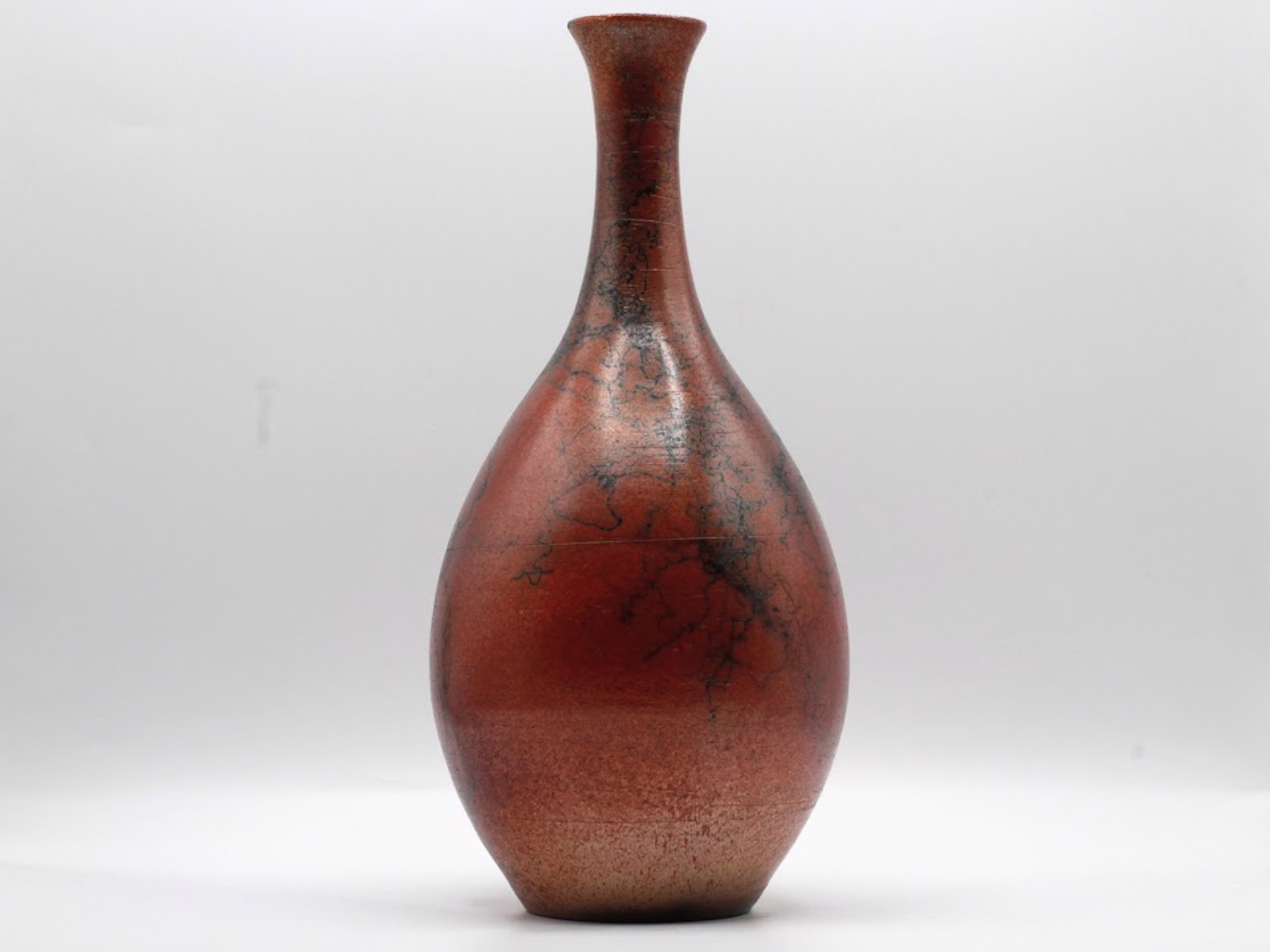Tall Neck Copper Raku Vase by Kevin Silkwood