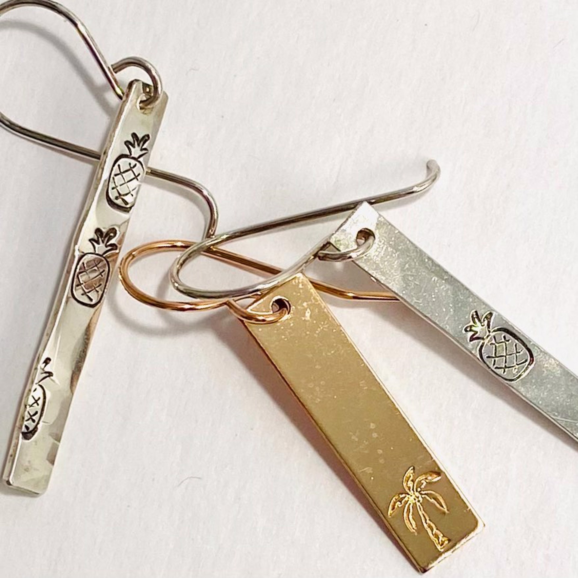 Silver or GF Stamped Rectangle Earrings Various by Shelby Lee - jewelry