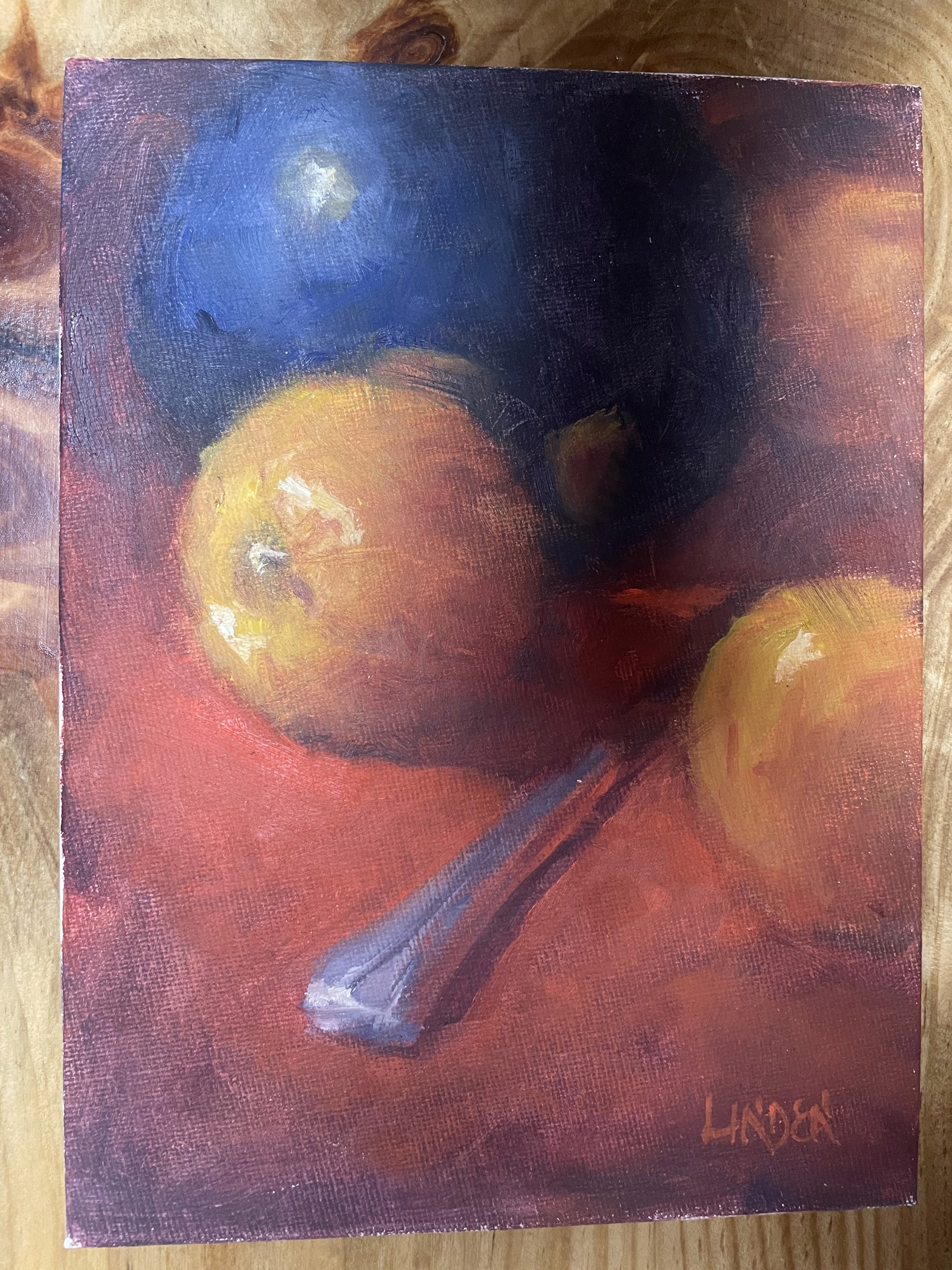 Blue Pot and Apples 1 by Tom Linden