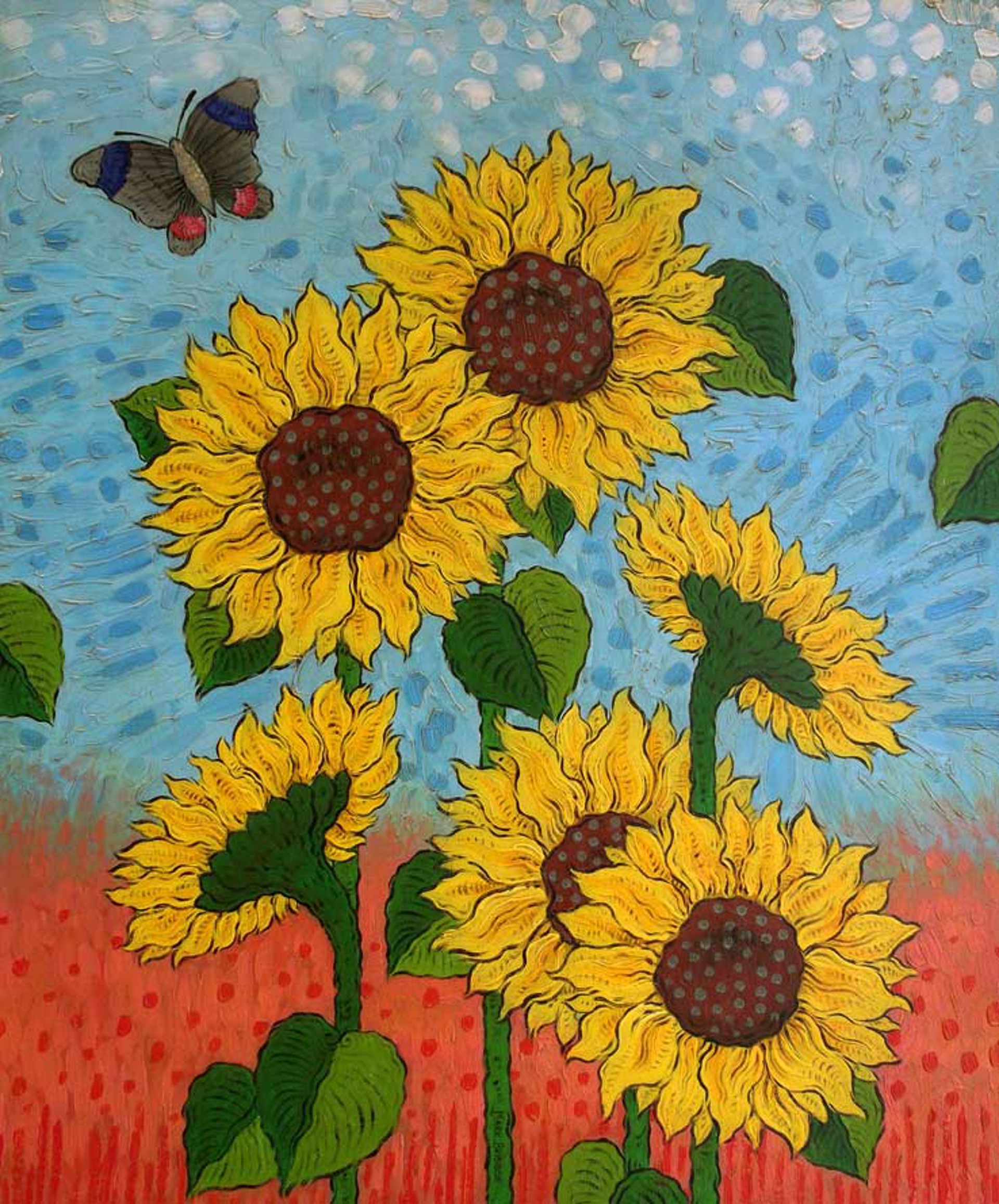 Sunflowers With Butterfly by Mark Briscoe