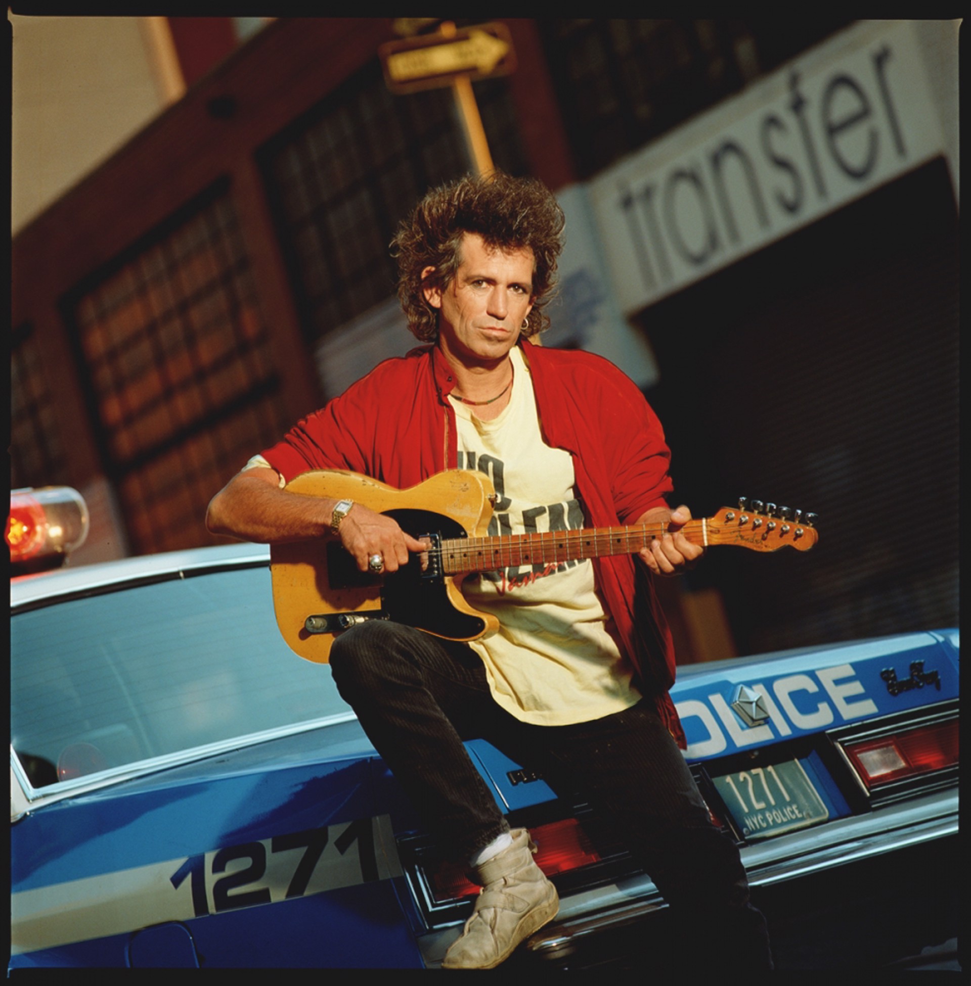88146 Keith Richards On Police Car Color by Timothy White