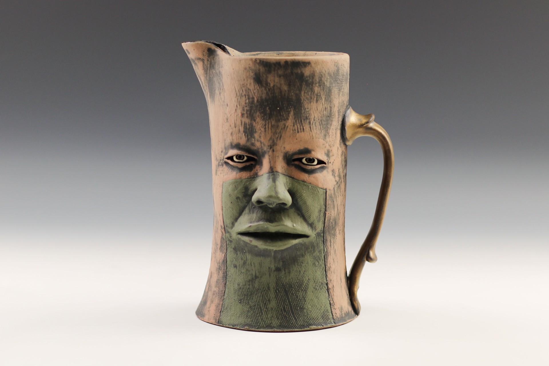 Blue Green Face Pitcher by Ryan Myers