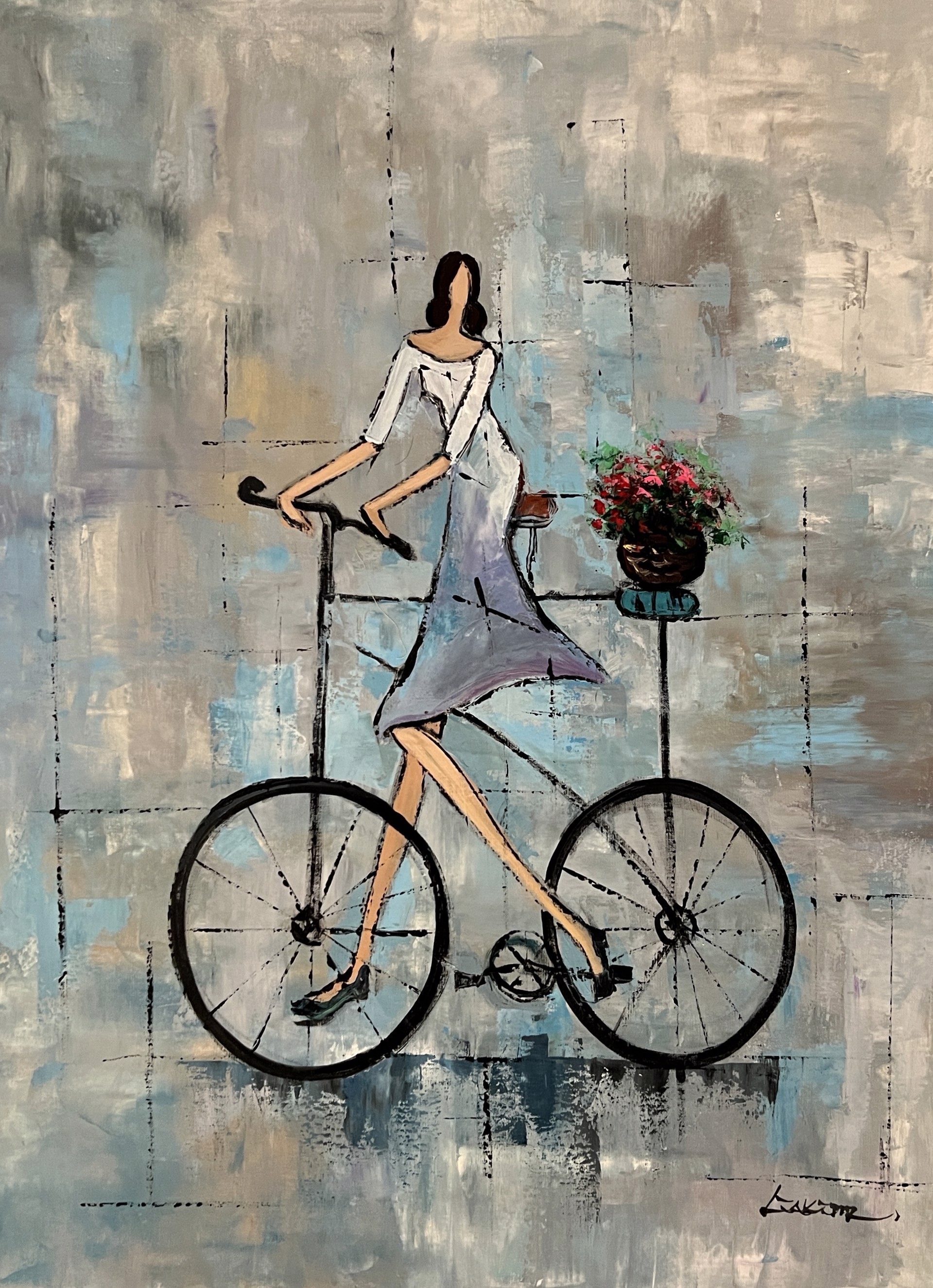 BICYCLE WITH BASKET OF FLOWERS by LIA KIM