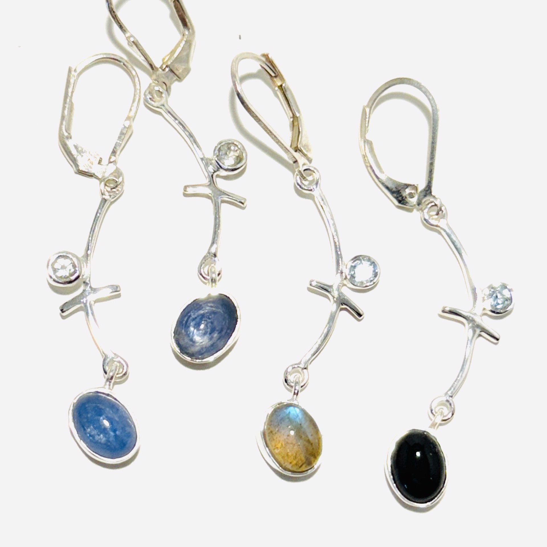 Kyanite, Onyx, Labradorite Earrings MONSE-3268 by Monica Mehta