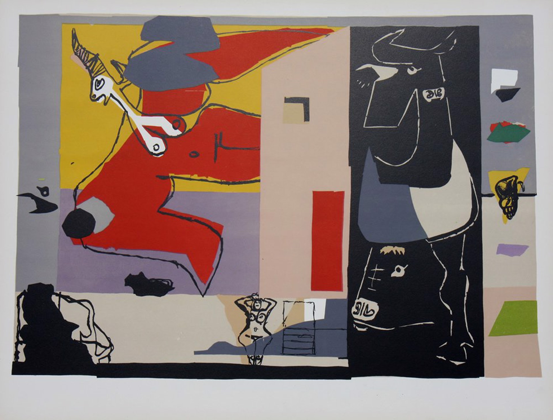 Femme Unicorne et Taureau Noir by Le Corbusier
