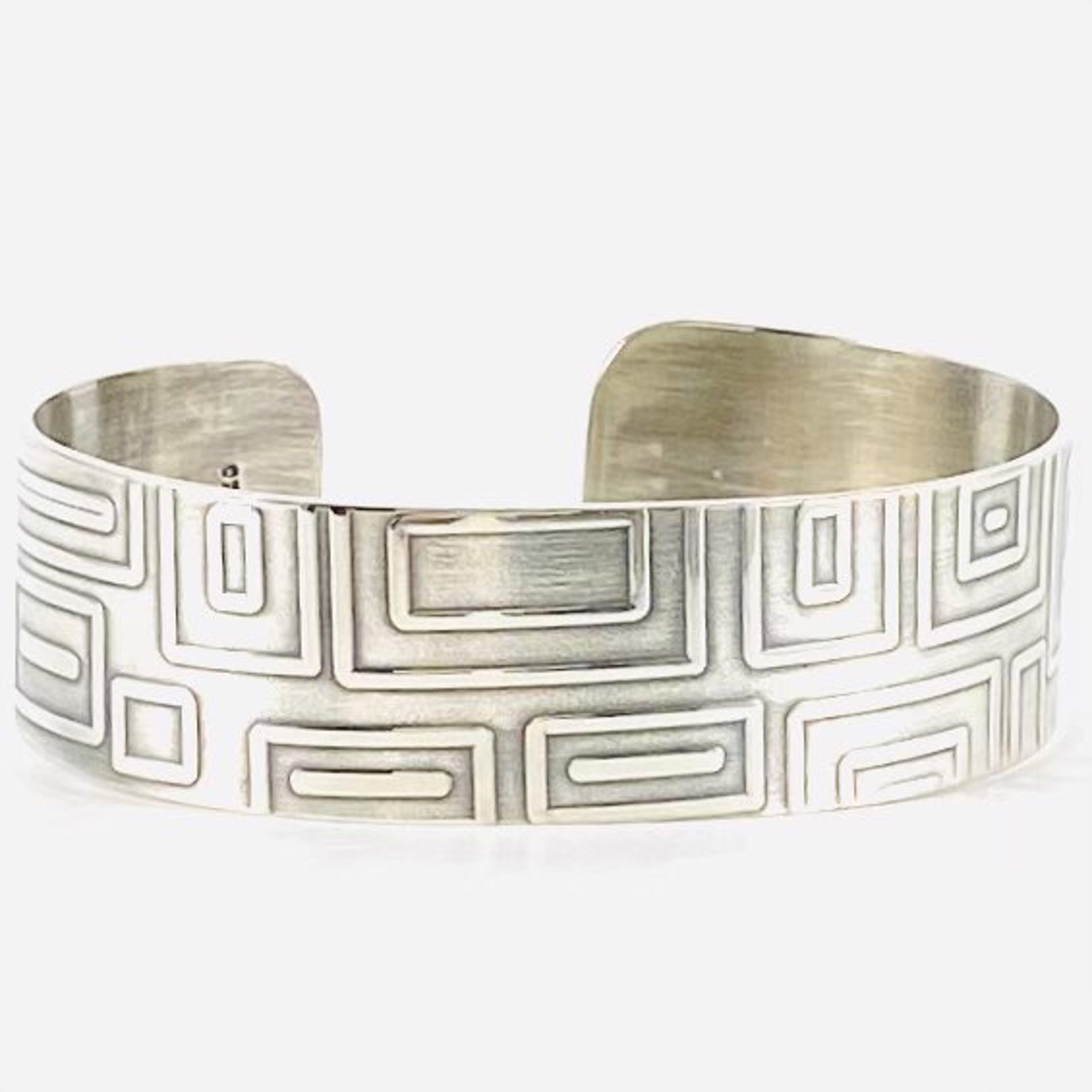 Rolled Geometric Design Silver Cuff Bracelet AB22-76 by Anne Bivens
