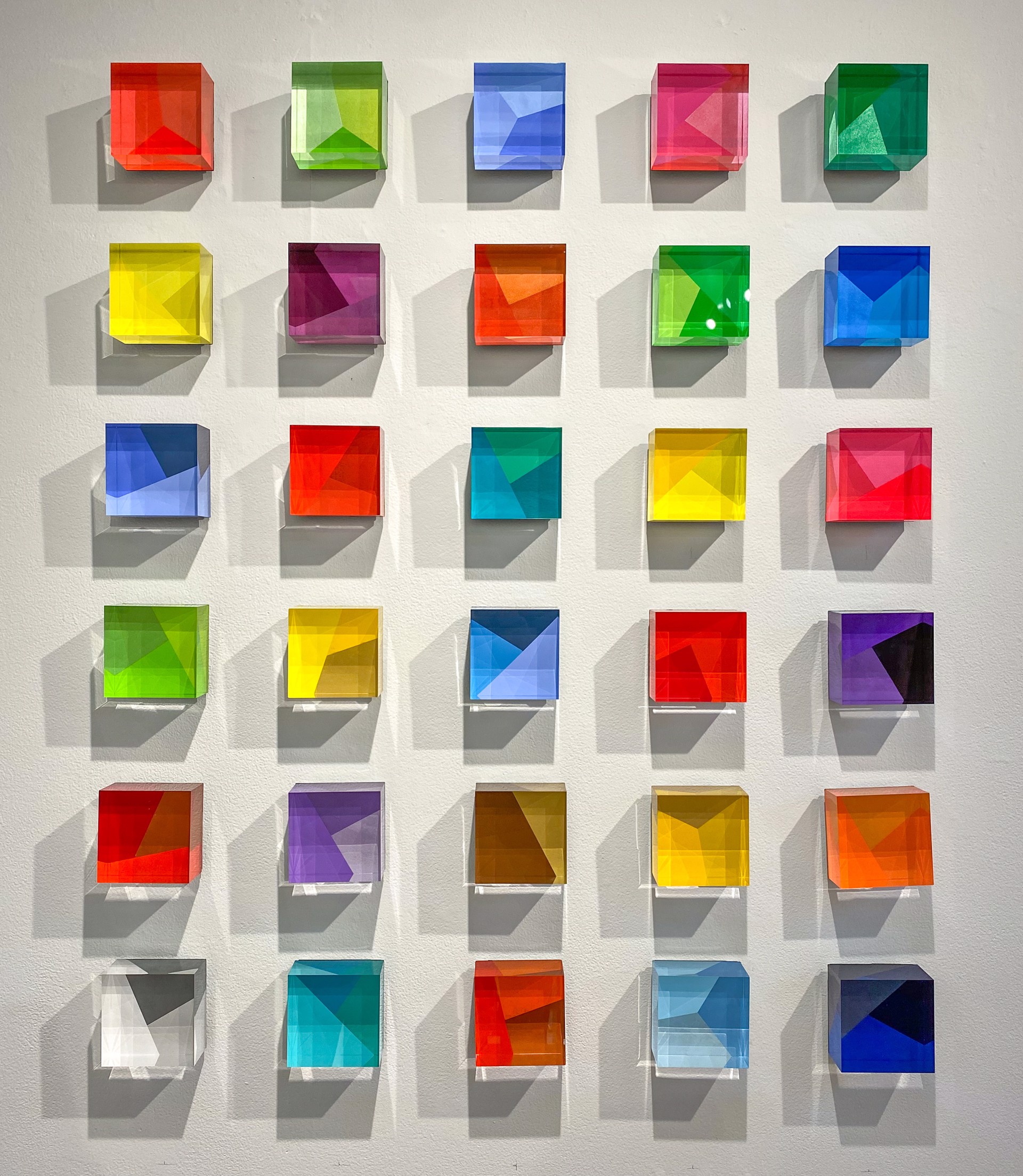 Acrylic Cube Installation Geometric (24 Cubes) by Katherine Houston