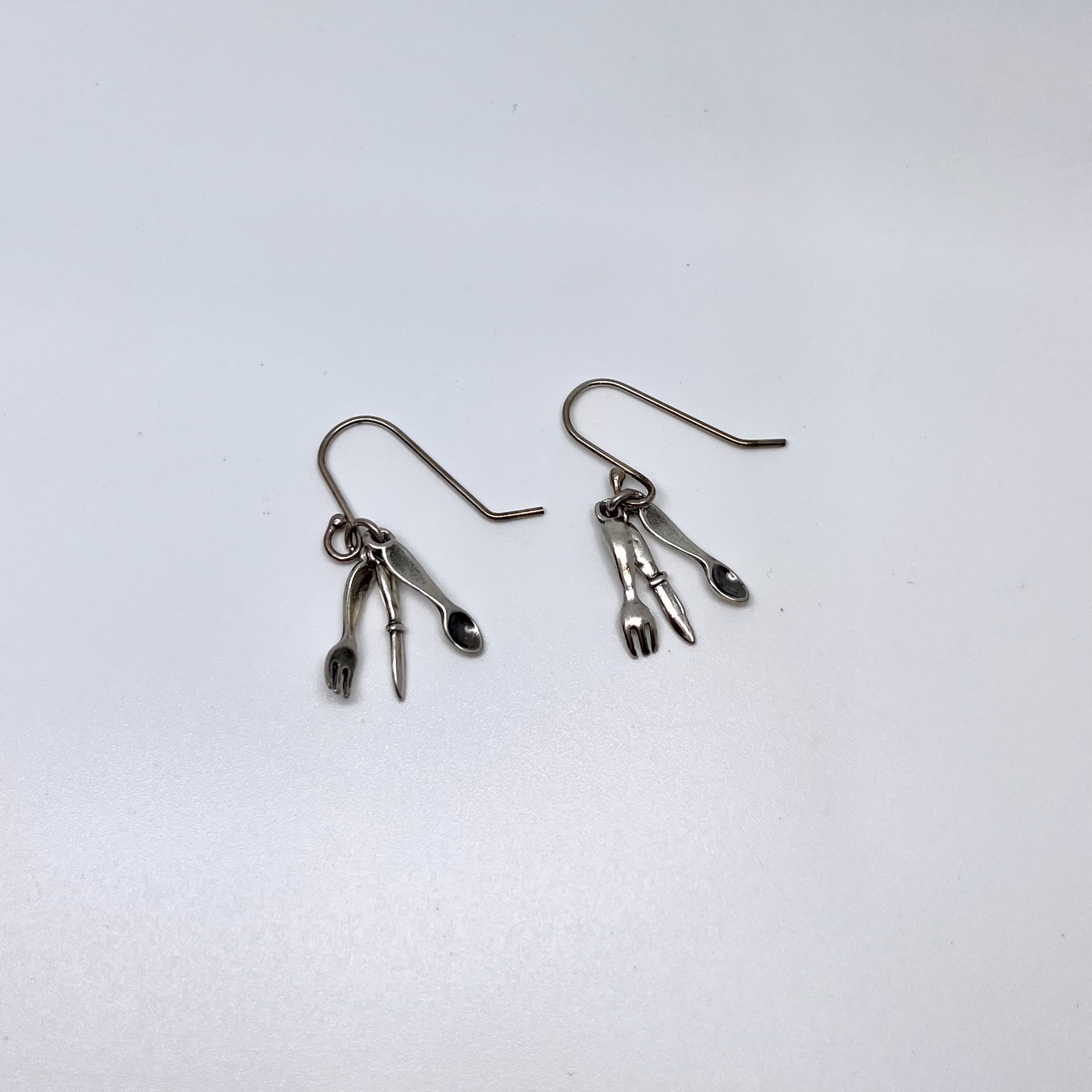 3569 Spoon, Knife, and Fork Earrings by Gina Caruso