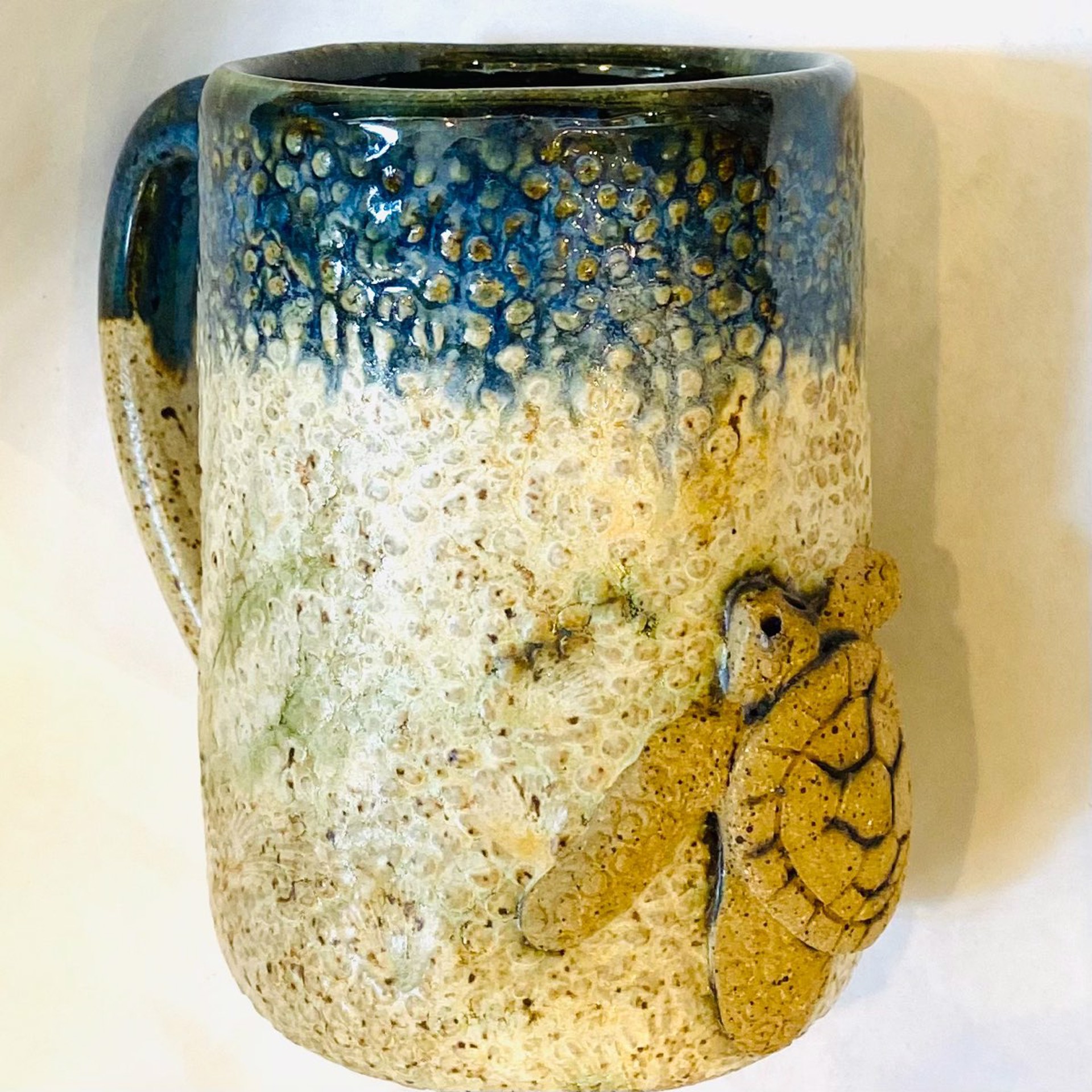 Logan22-879 Turtle Mug (Blue Glaze) by Jim & Steffi Logan