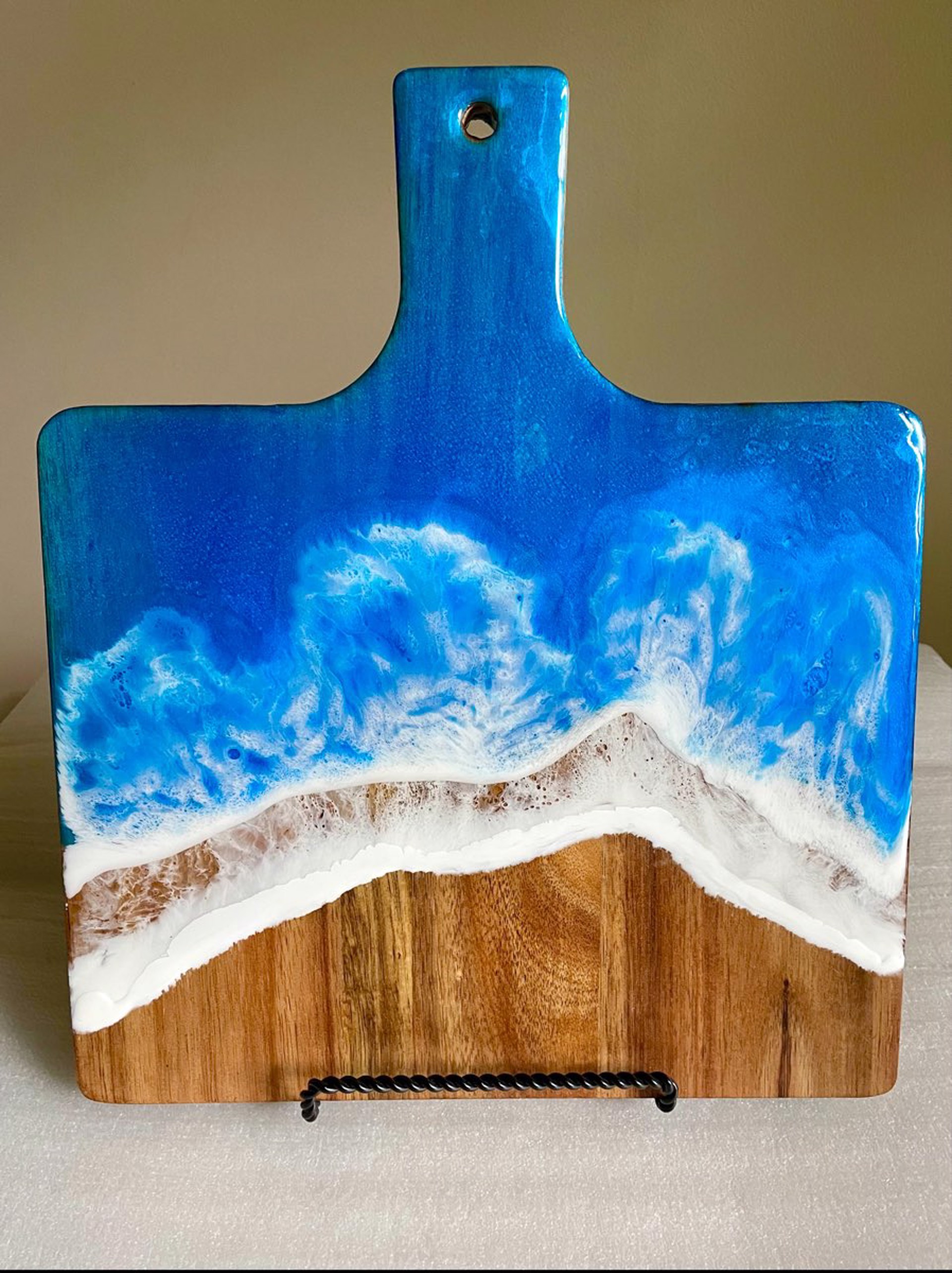 MDM22-27 Square Blue Resin and Wood Charcuterie Board by Mary Duke McCartt