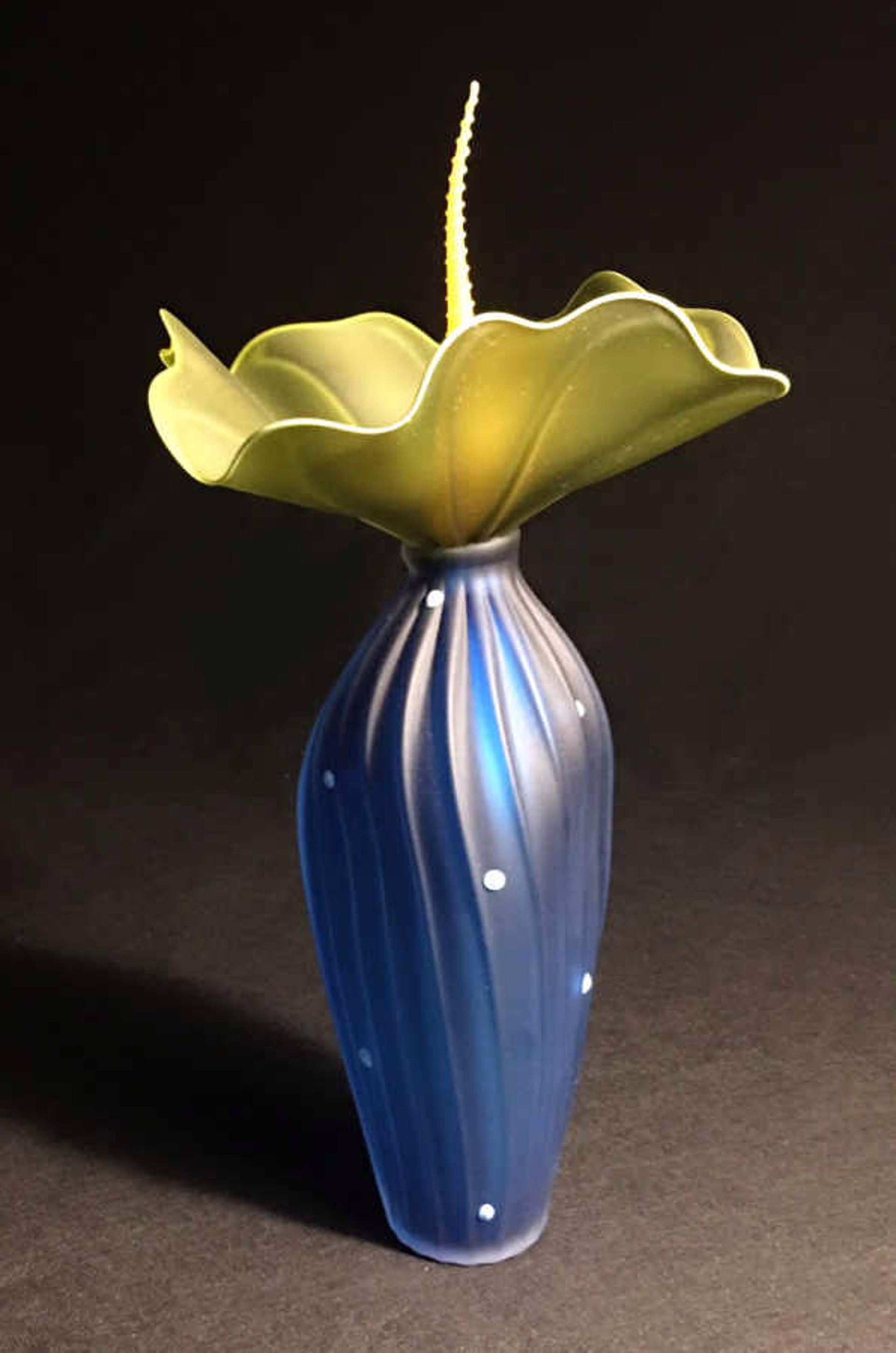 Aqua Tall "Bob" botanical by Kliszewski Glass