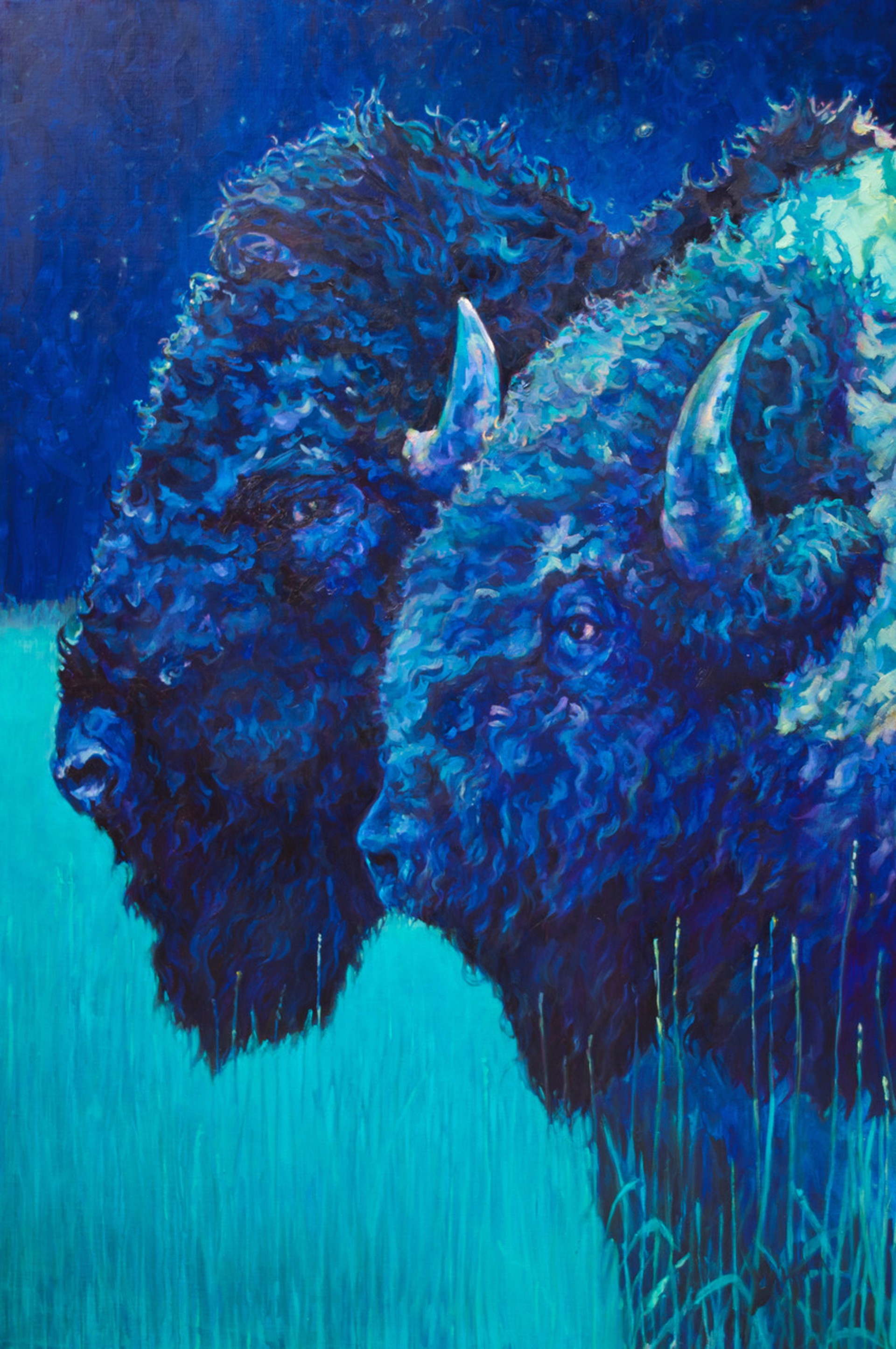 Patricia Griffin Bison Portrait In Oil On Linen, A Contemporary Fine Art Painting and Modern Wildlife Art Piece Available At Gallery Wild