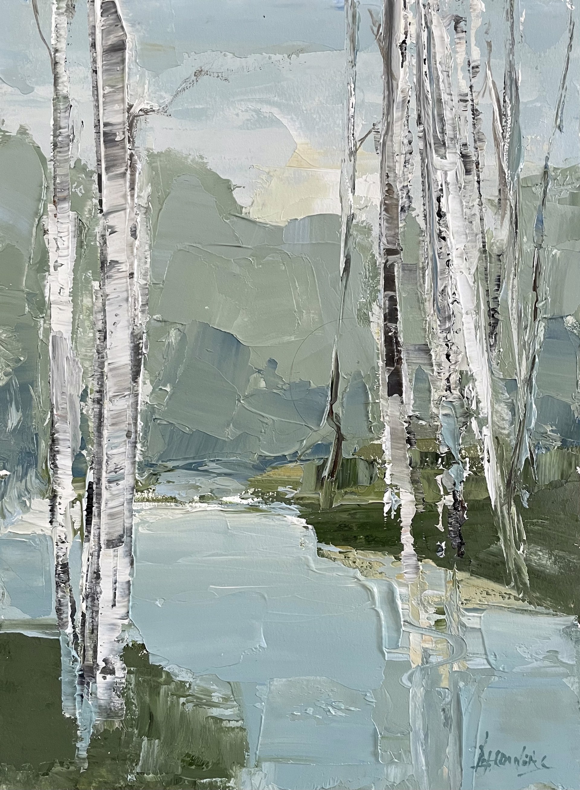 Birch By Still Waters by Barbara Flowers