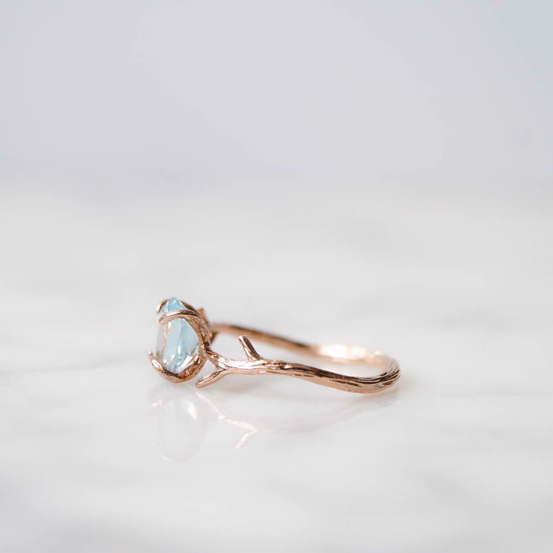 Blue Topaz Ring in Rose Gold (Size 8) by Wander + Lust Jewelry