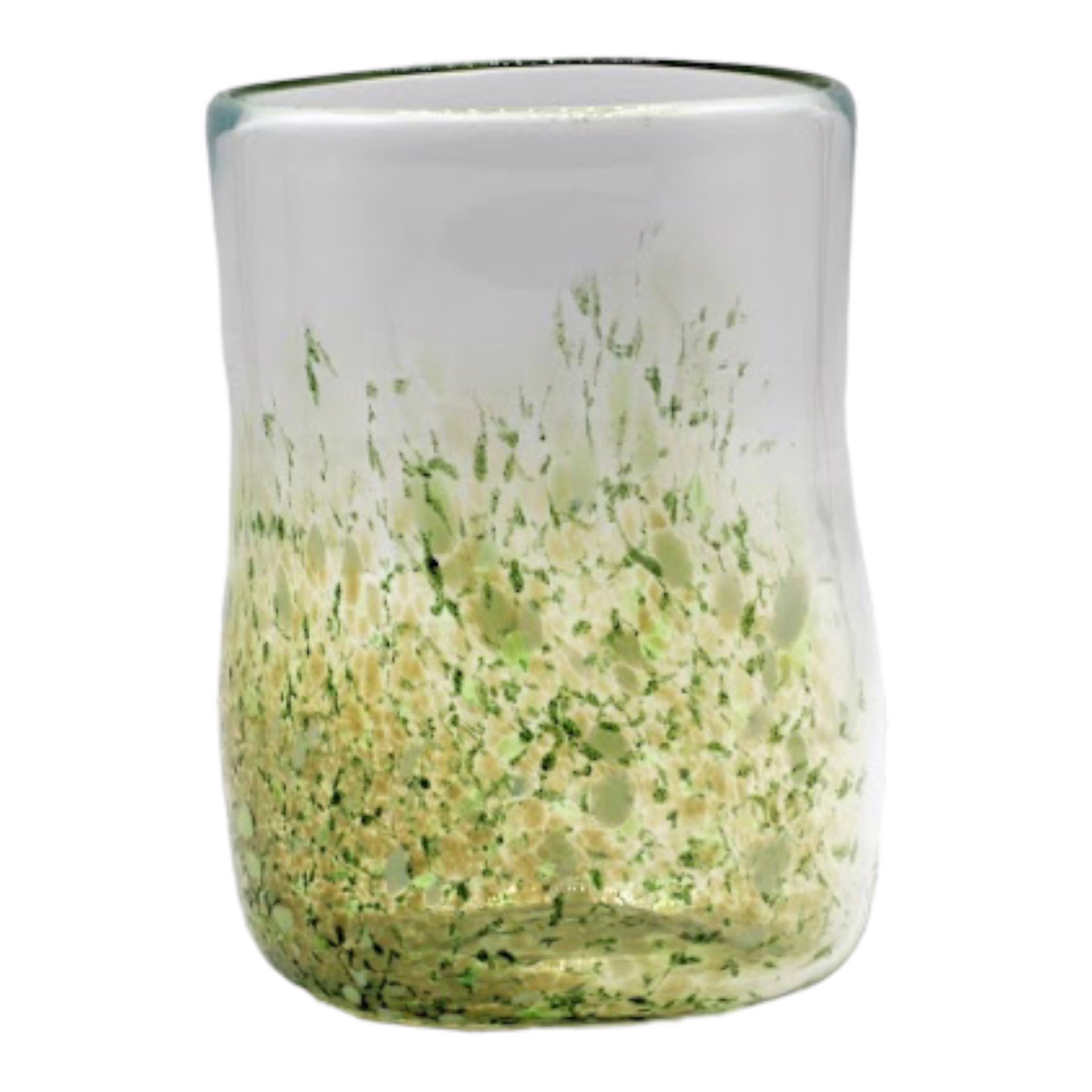 Flat Bottom Hand Blown Glass Cup - Green by Katie Sisum