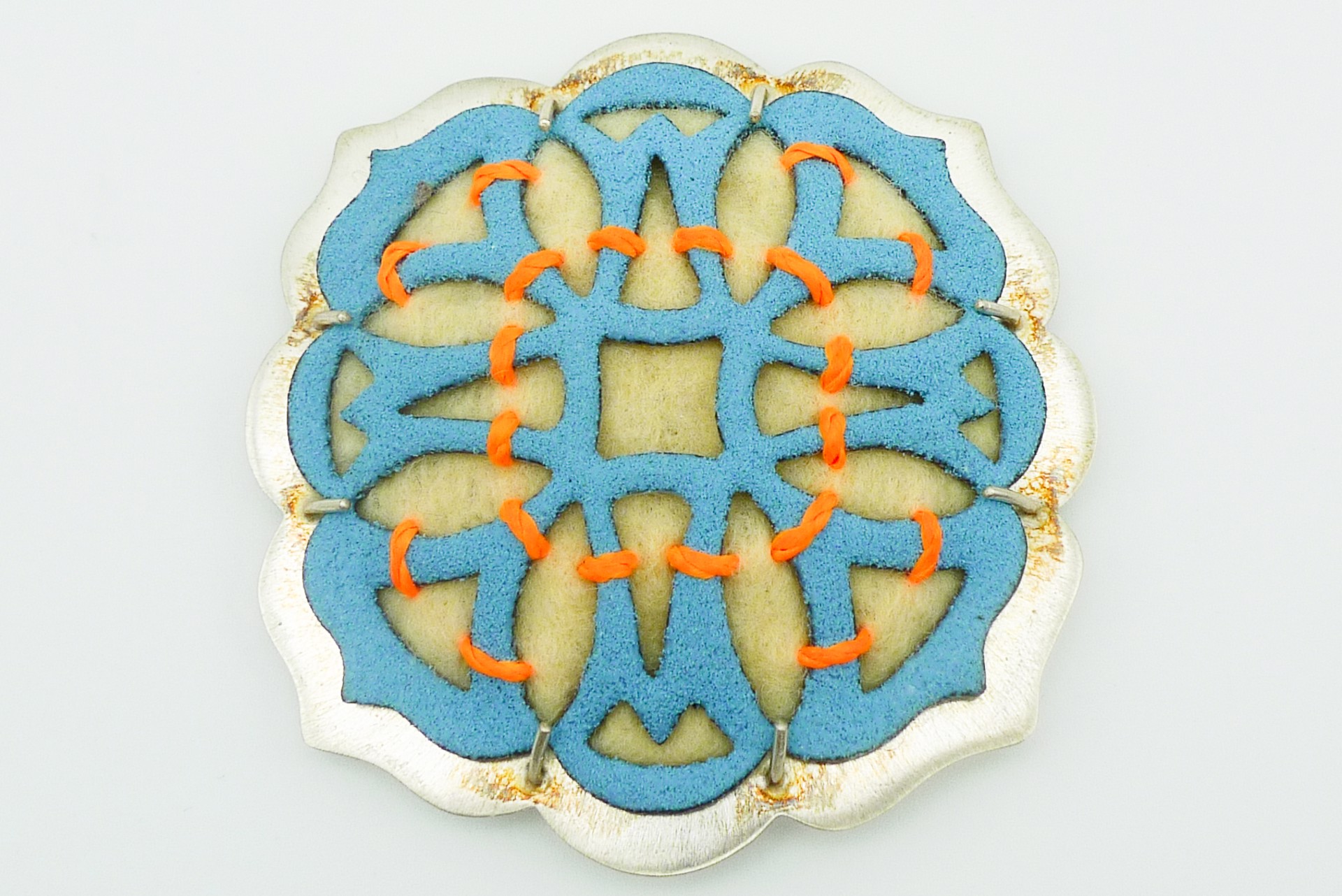Yellow and Blue Brooch by Alison L. Bailey
