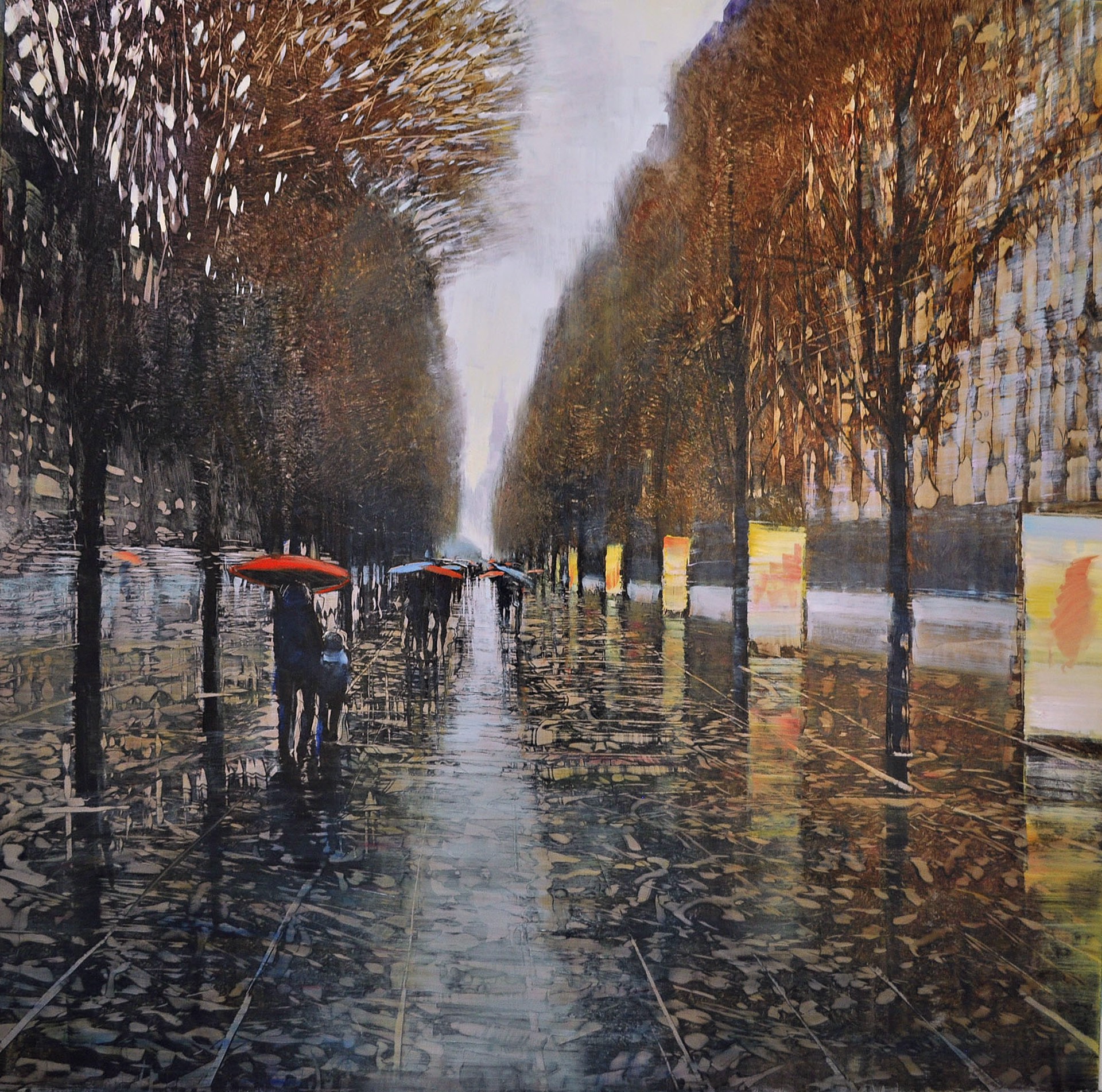 Plaza in Rain by David Dunlop