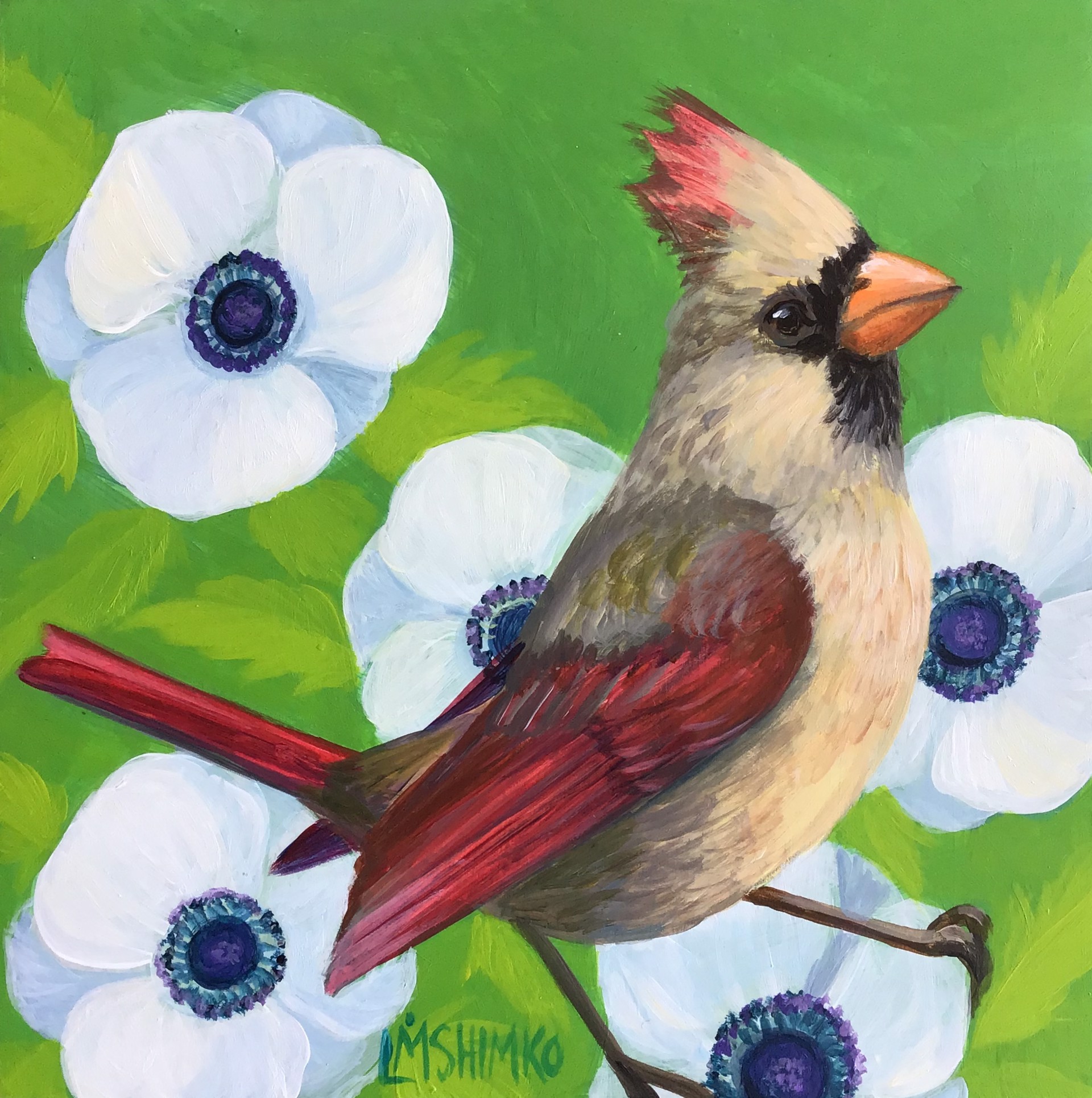 White Flower Cardinal Madame by Lisa Shimko
