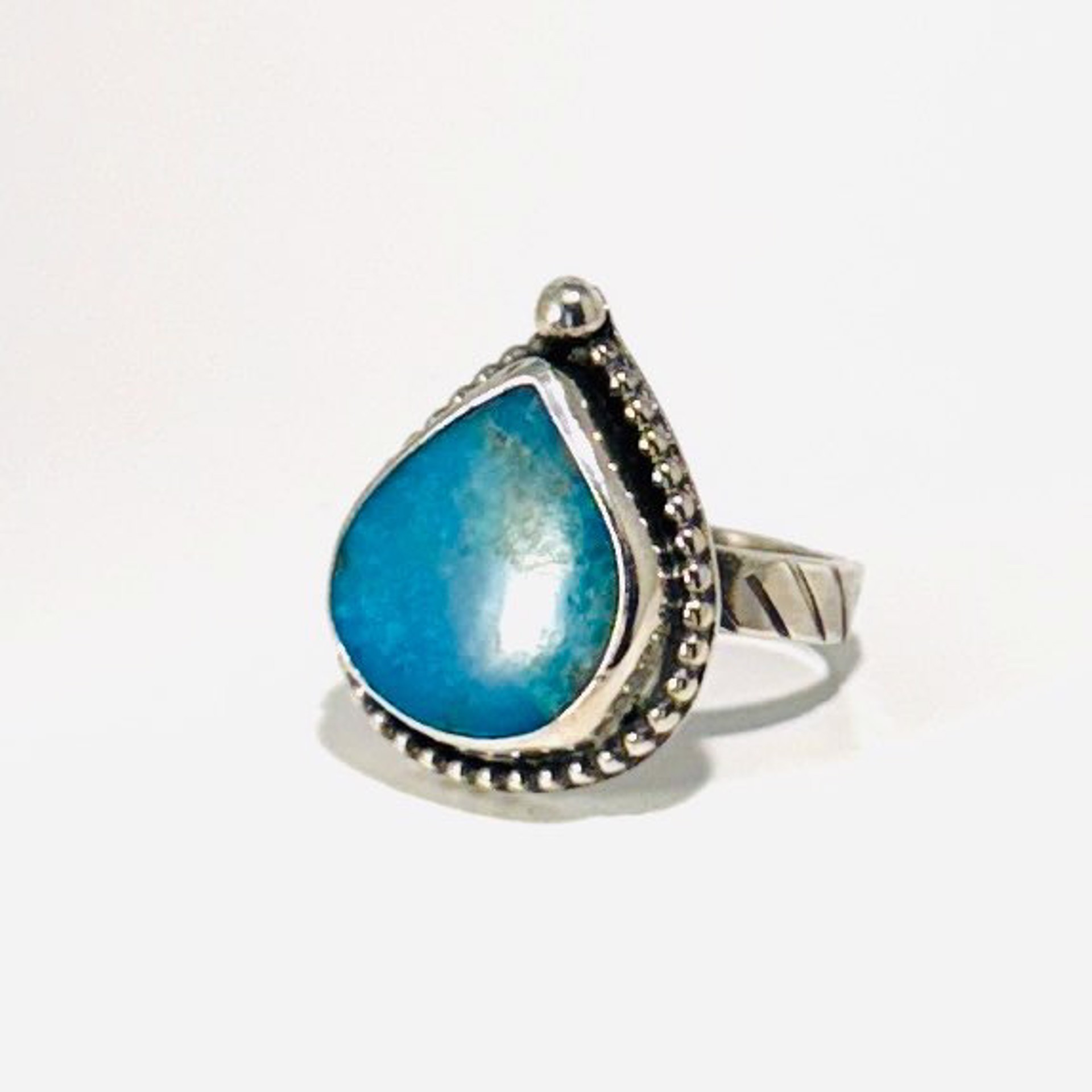 Morenci Turquoise with Pyrite Matrix Ring sz9.5 AB23-73 by Anne Bivens