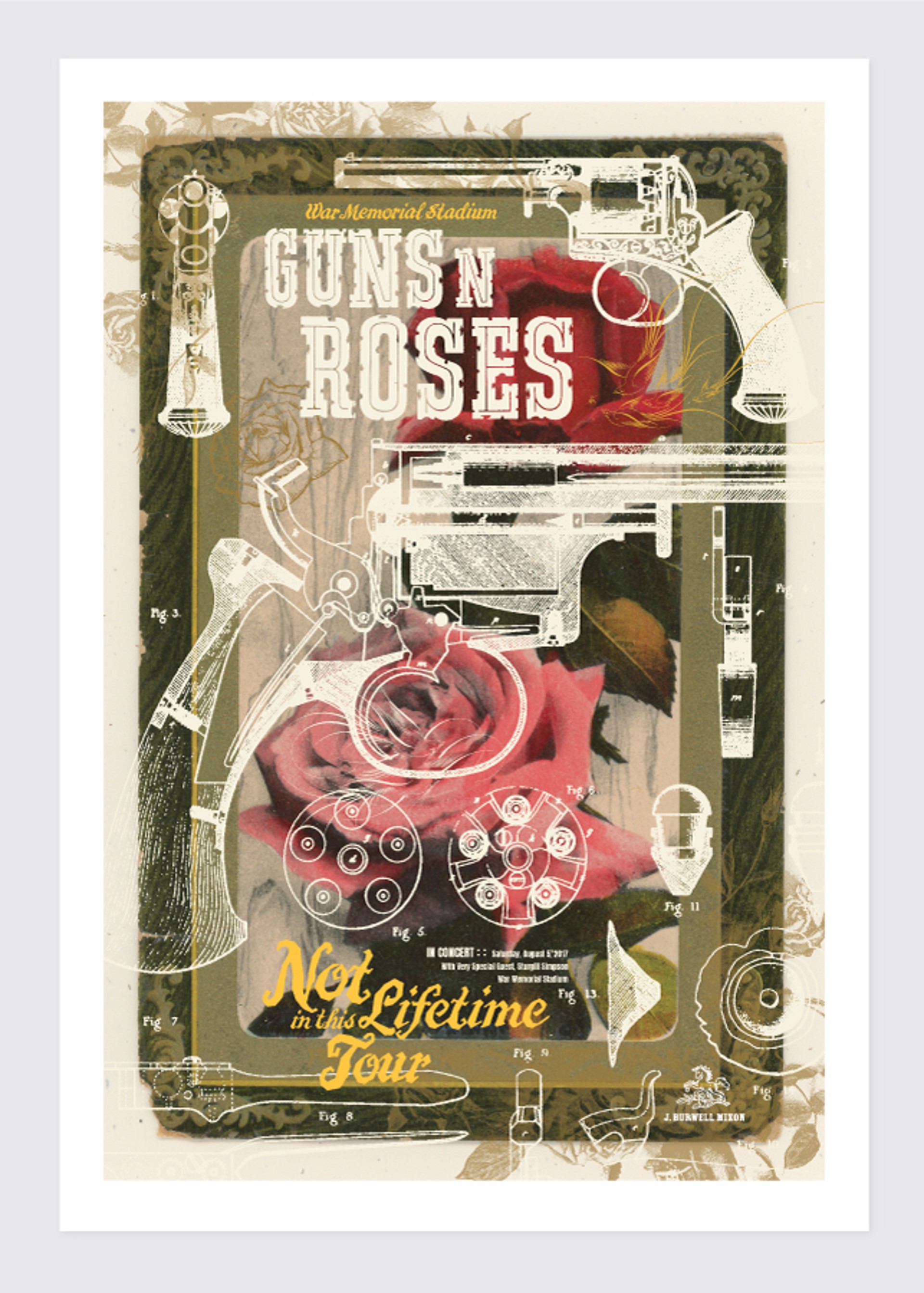 Guns and Roses Concert Poster by Jamie Burwell Mixon