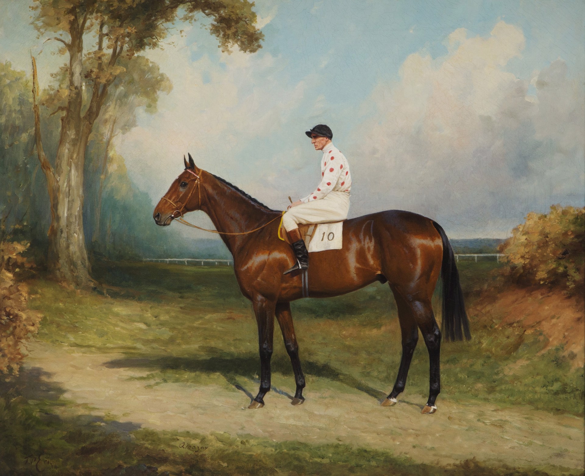 A Portrait of the Bay Racehorse Alcazar by Thomas Percy Earl