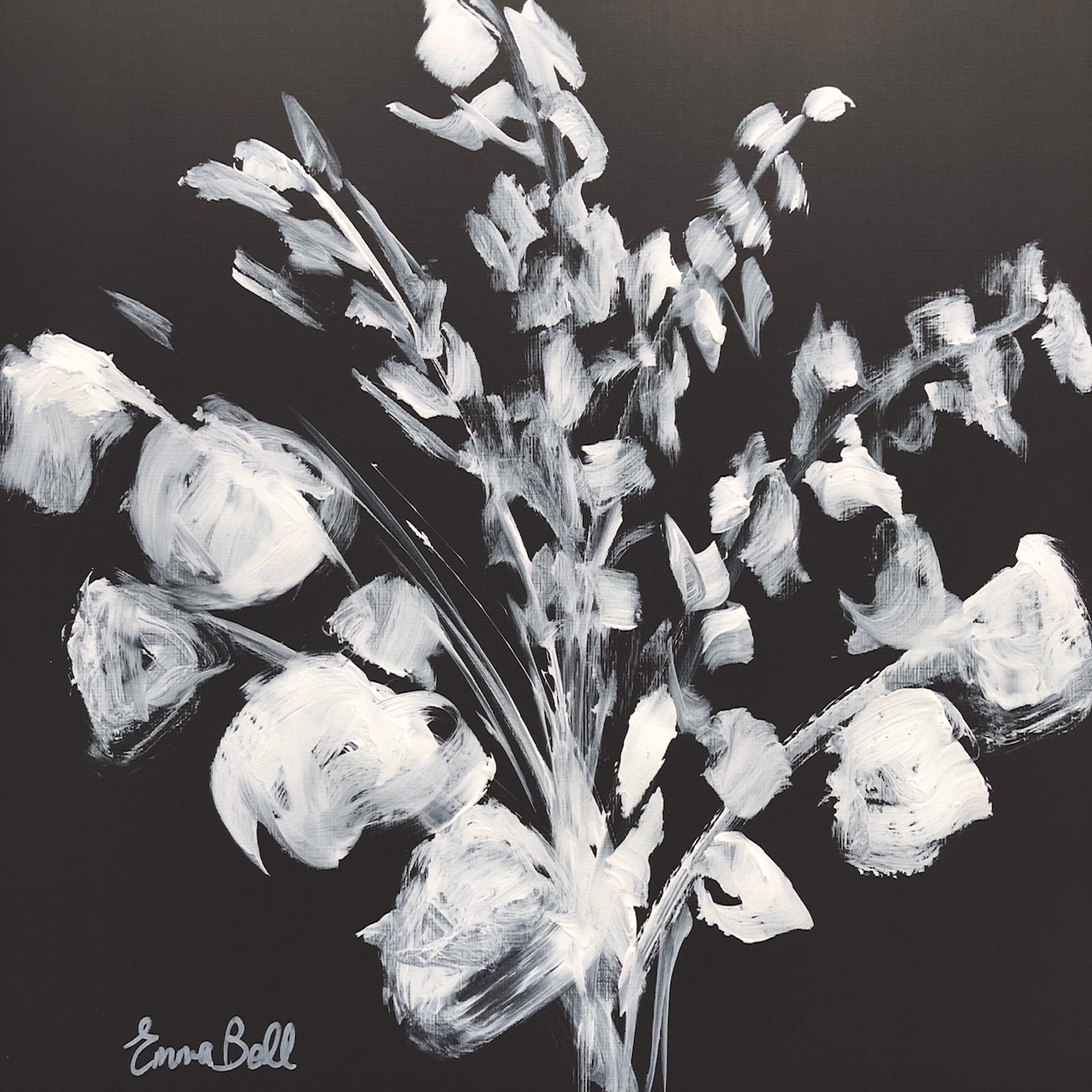 White on Charcoal Eucalyptus I by Emma Bell