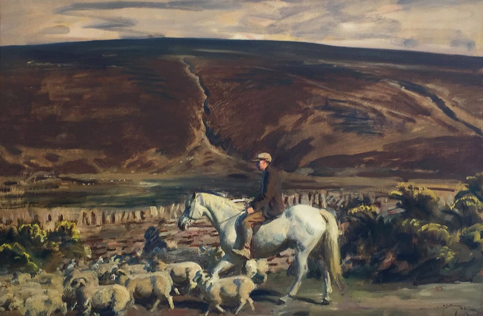 Herding the Sheep Exmoor by Sir Alfred J. Munnings