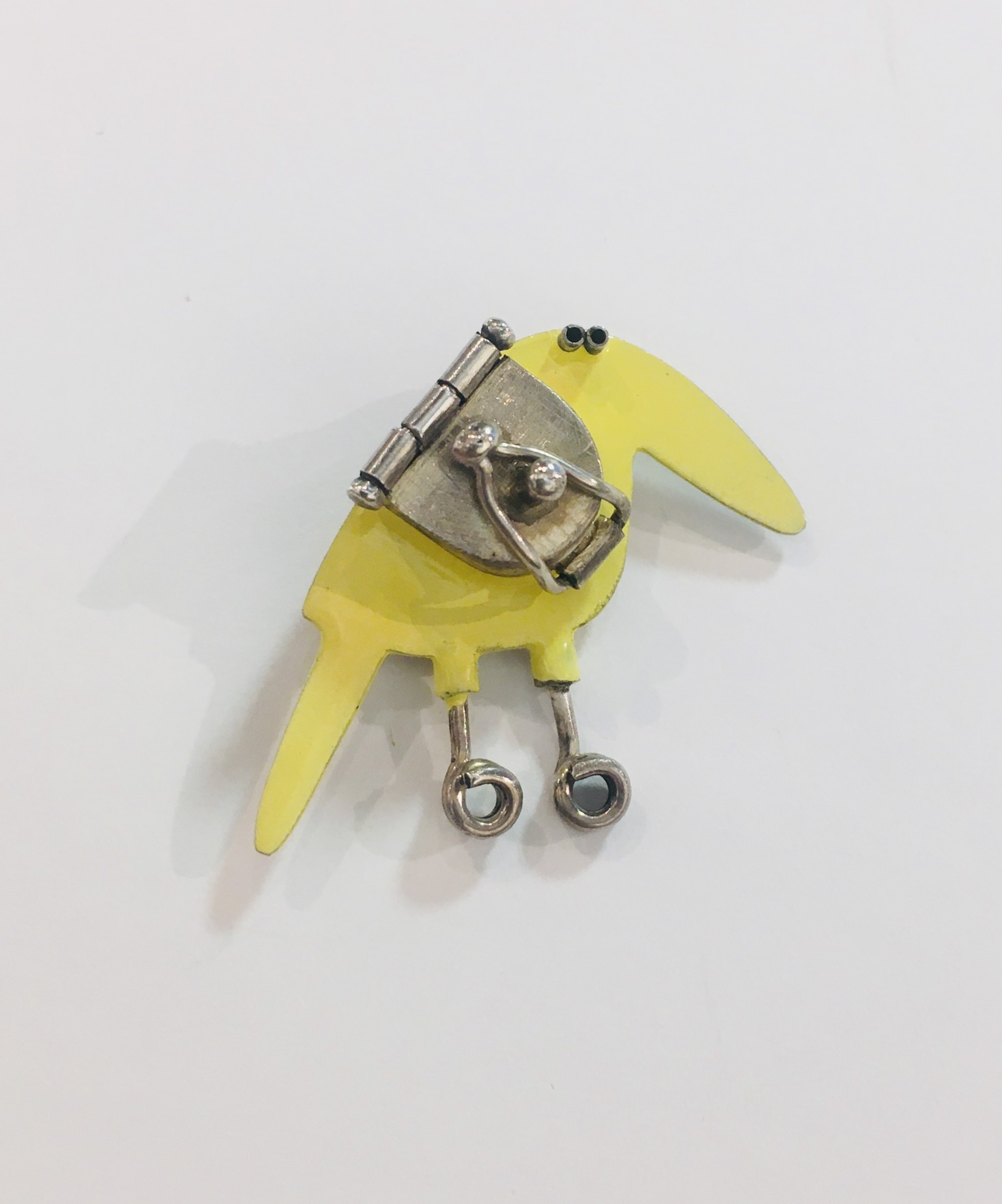 Yellow Bird Pin with Cage by GABRIELLE GOULD