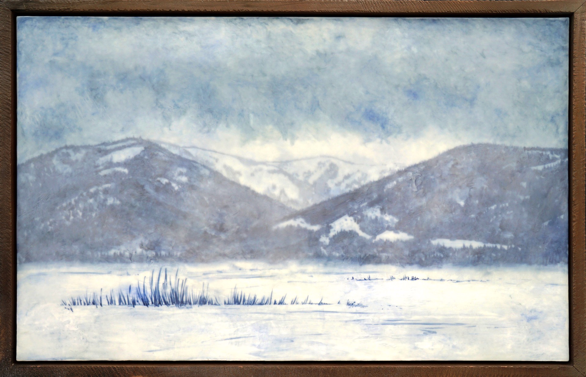 Original Artwork Landscape Painting Featuring Snow Covered Mountains