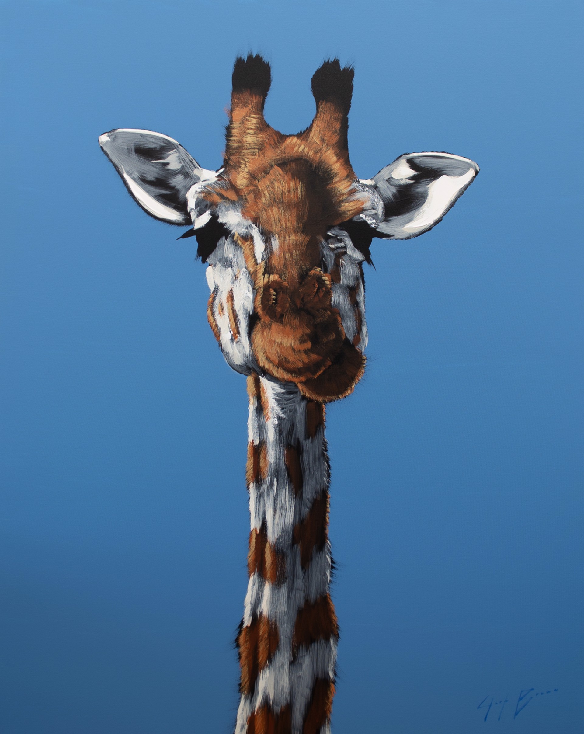 Giraffe on Blue by Josh Brown