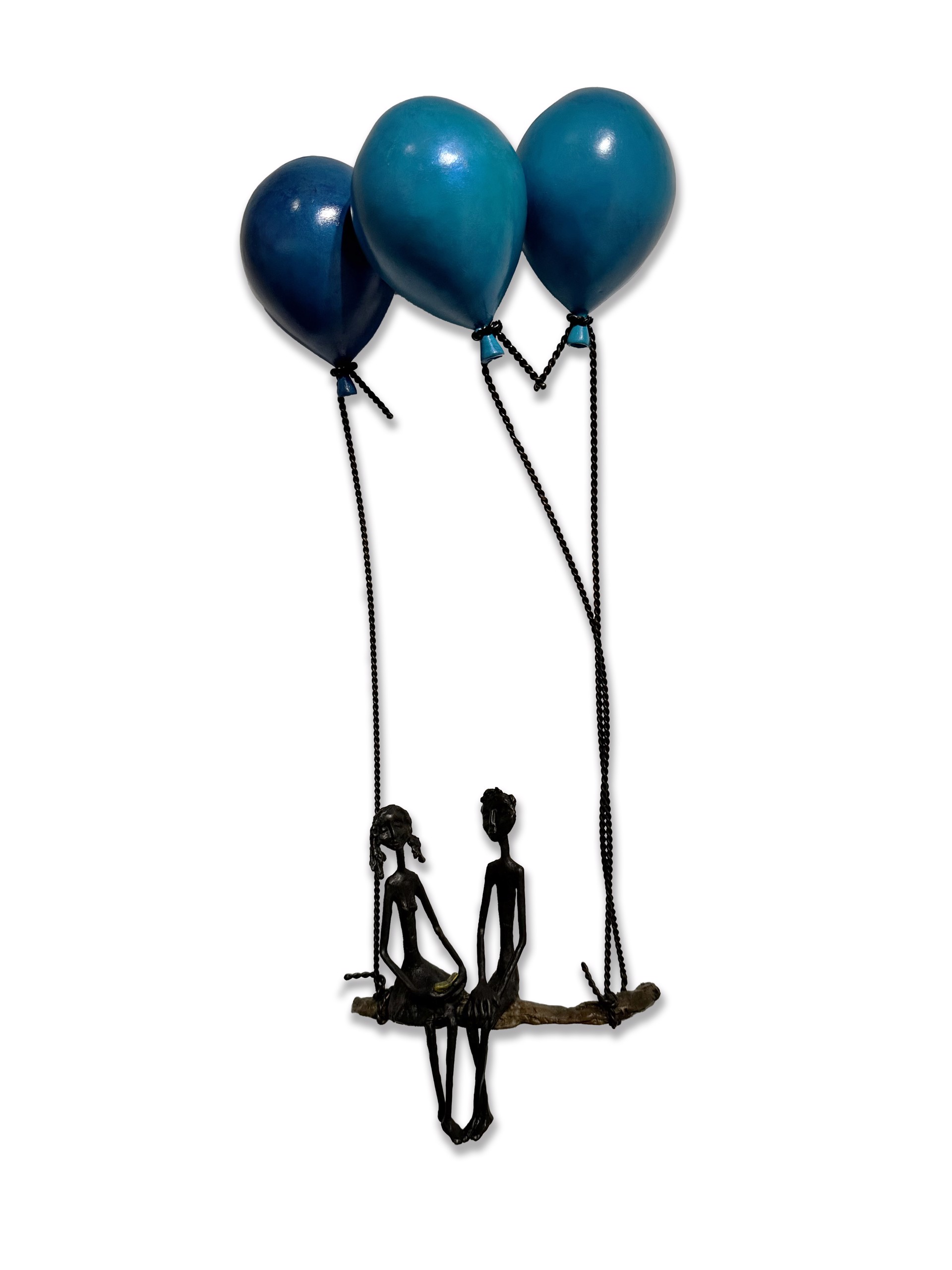 Couple on 3 Blue Balloons by Ruth Bloch