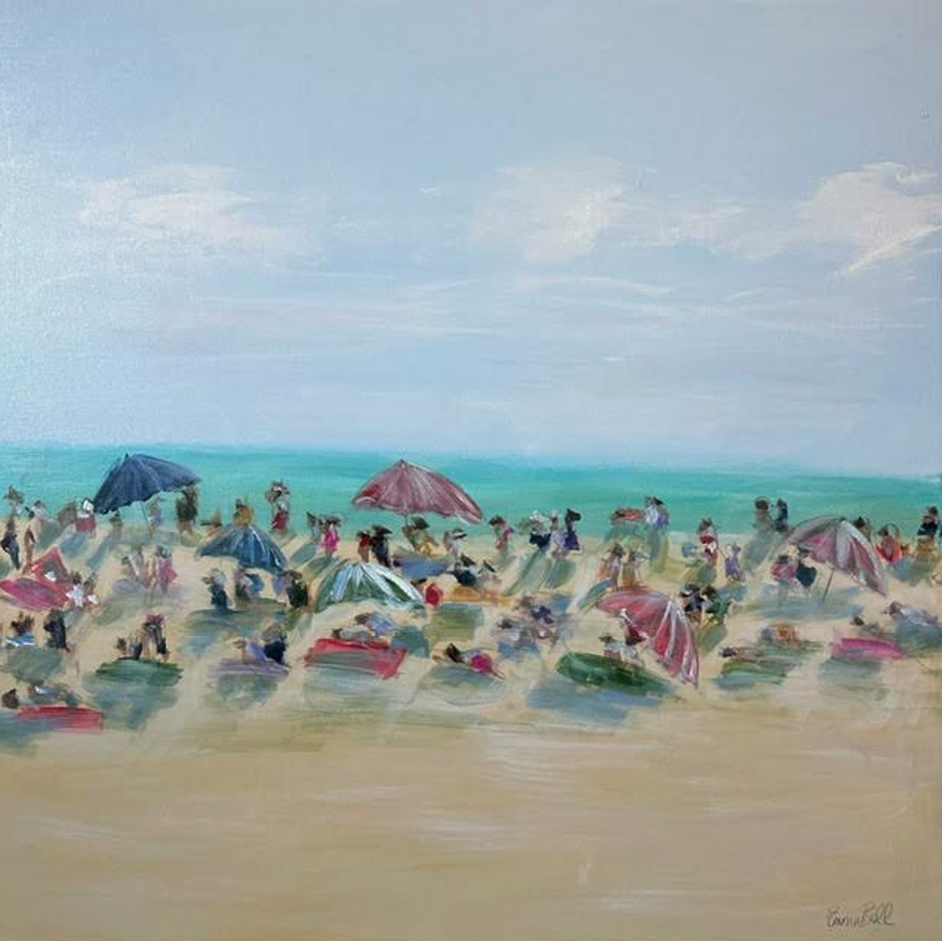 Pink and Blue Umbrellas I by Emma Bell
