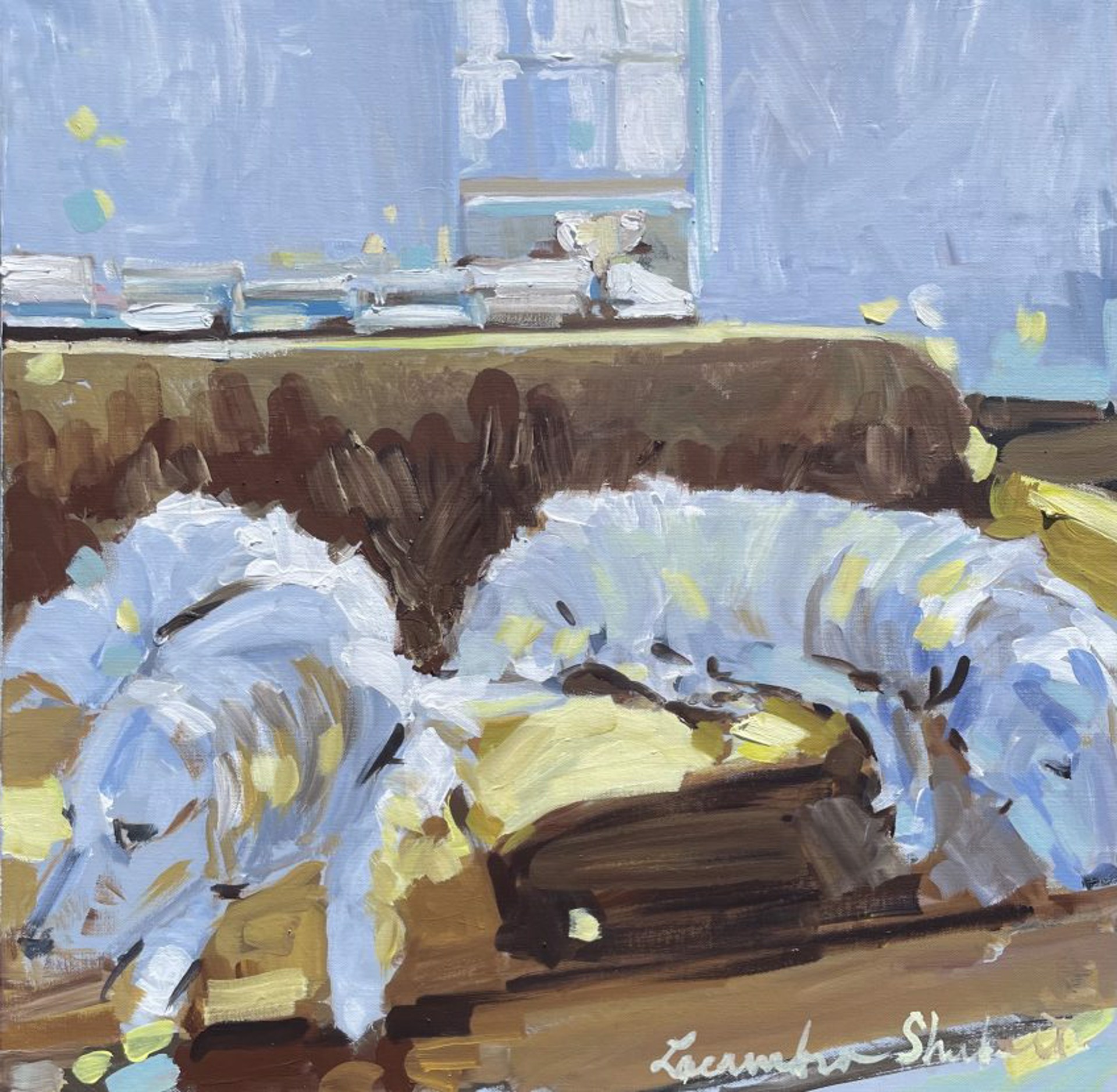 Two Dogs Lounging by Laura Lacambra Shubert