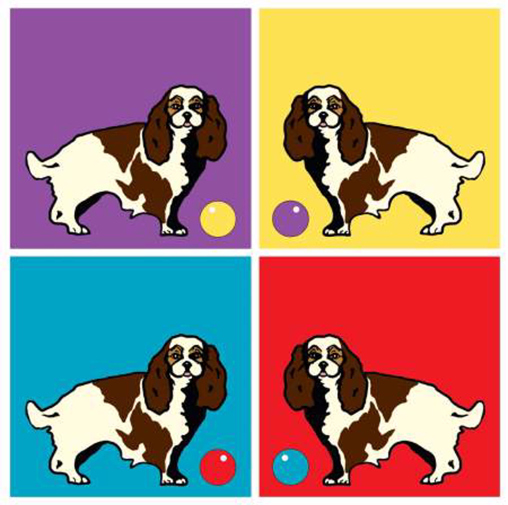 Cavalier King Charles Spaniel 4 Up (pop) by Gloria Lee