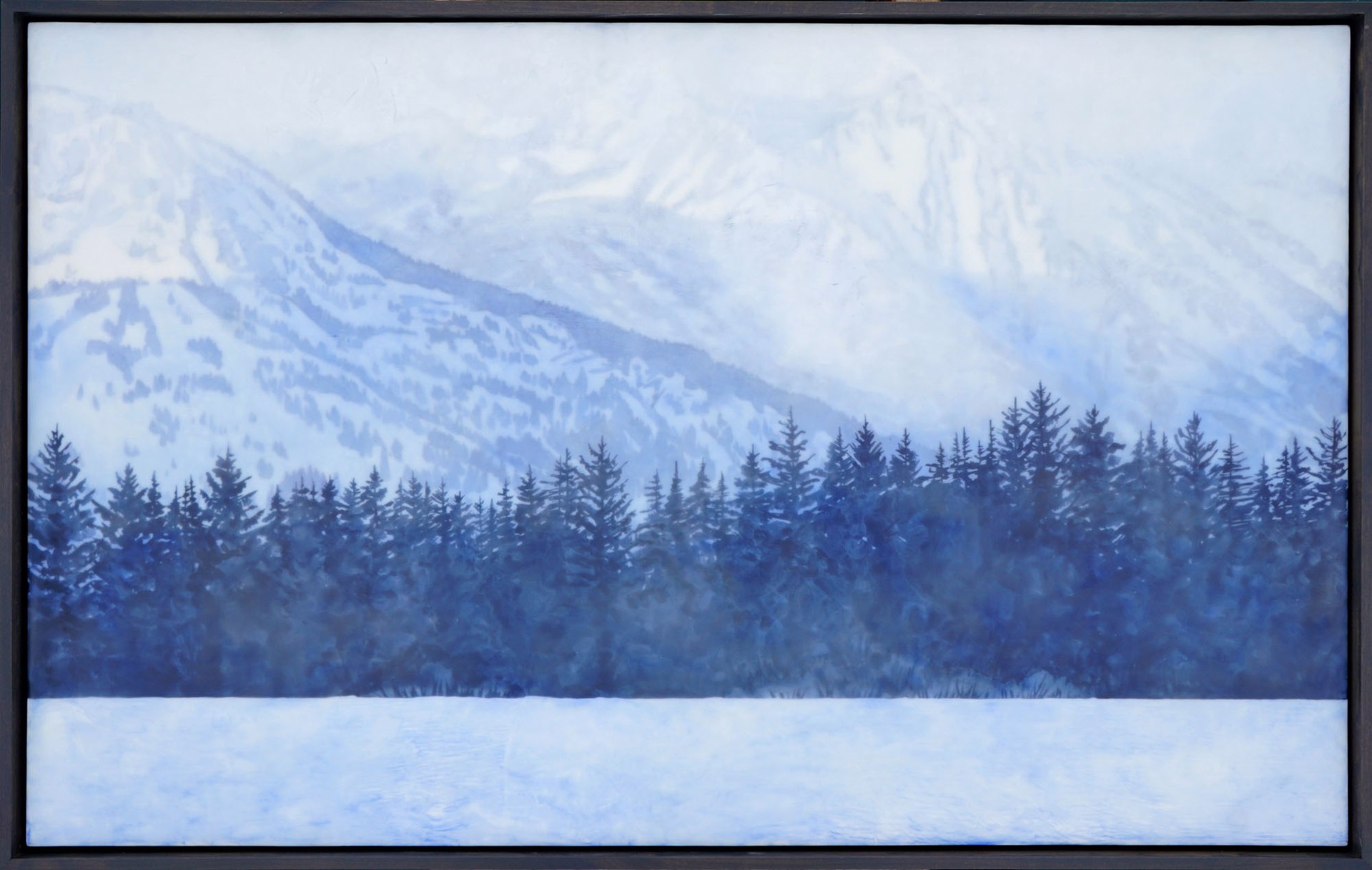 Original Encaustic Painting By Bridgette Meinhold Featuring A Mountain Landscape In Blue Tint